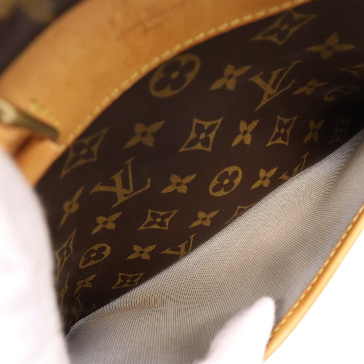 Louis Vuitton Monogram Beige Brown Coated Canvas Leather Handbag (Pre-Owned)
