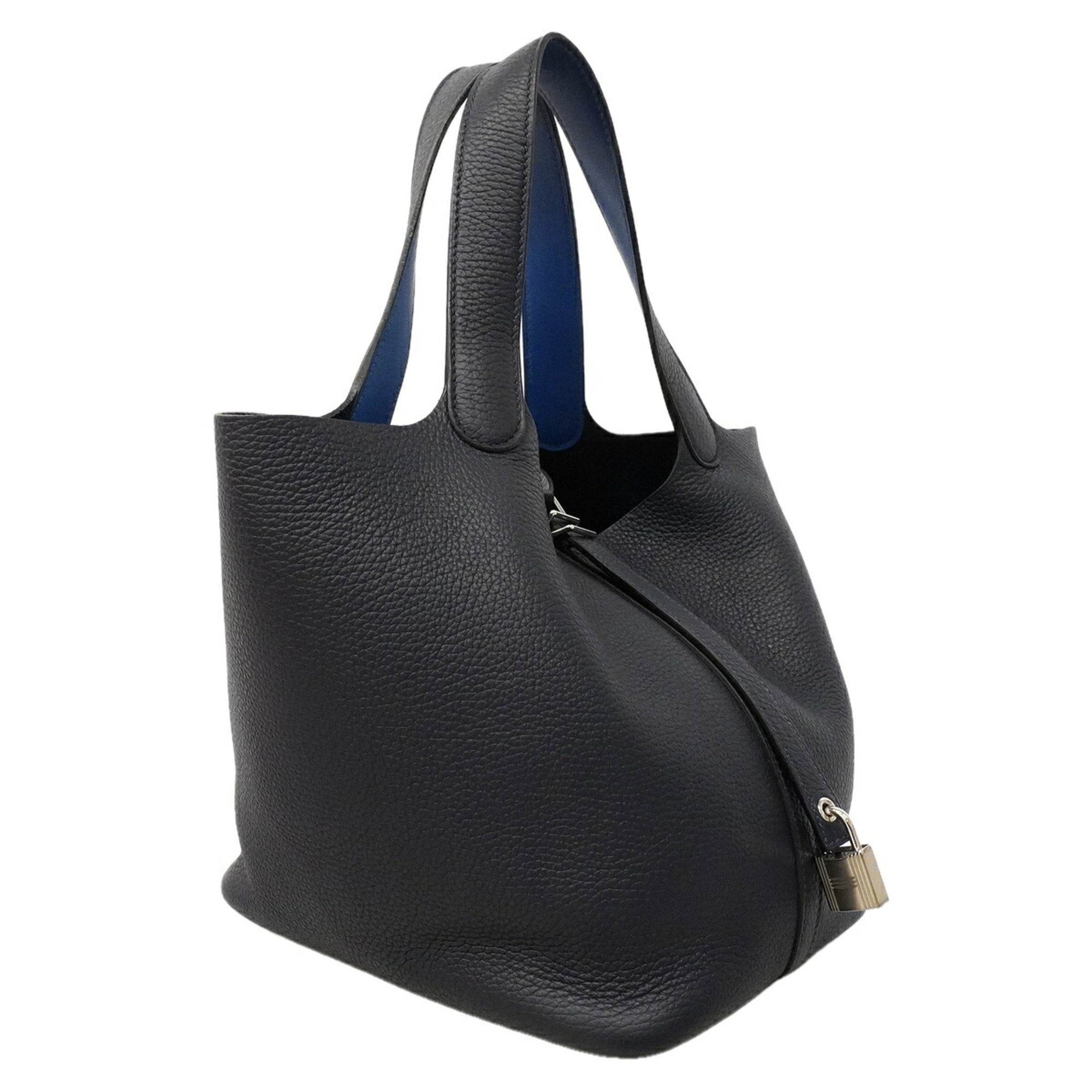 Hermes Bleu Saphir Blue Nuit Taurillon Clemence Leather Handbag (Pre-Owned)