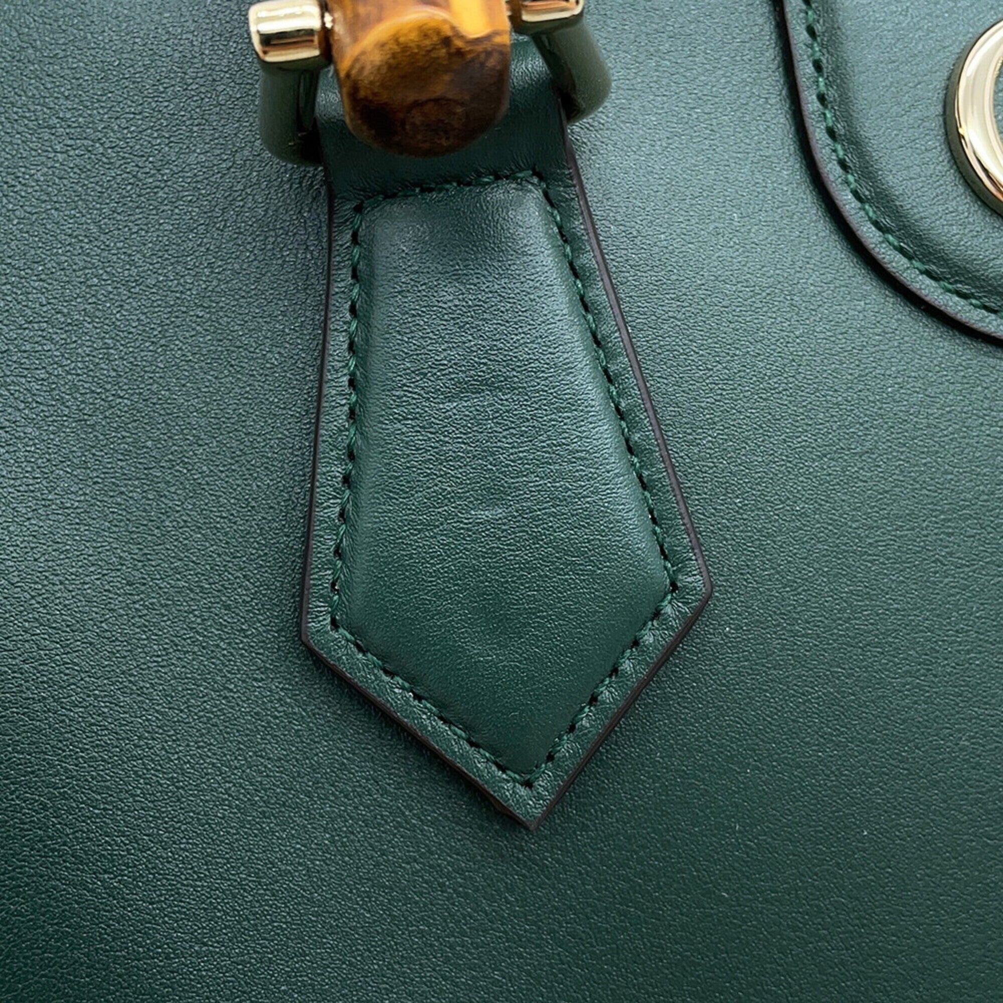 Gucci Green Leather Handbag Tote Bag (Pre-Owned)