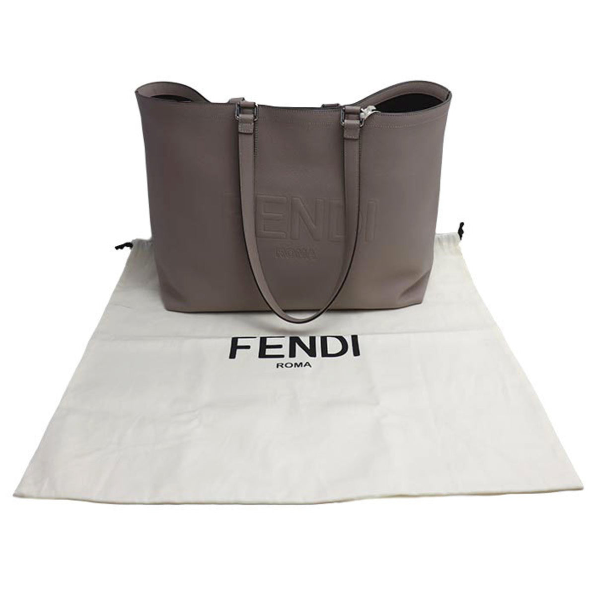 Fendi Gray Leather Tote Bag (Pre-Owned)