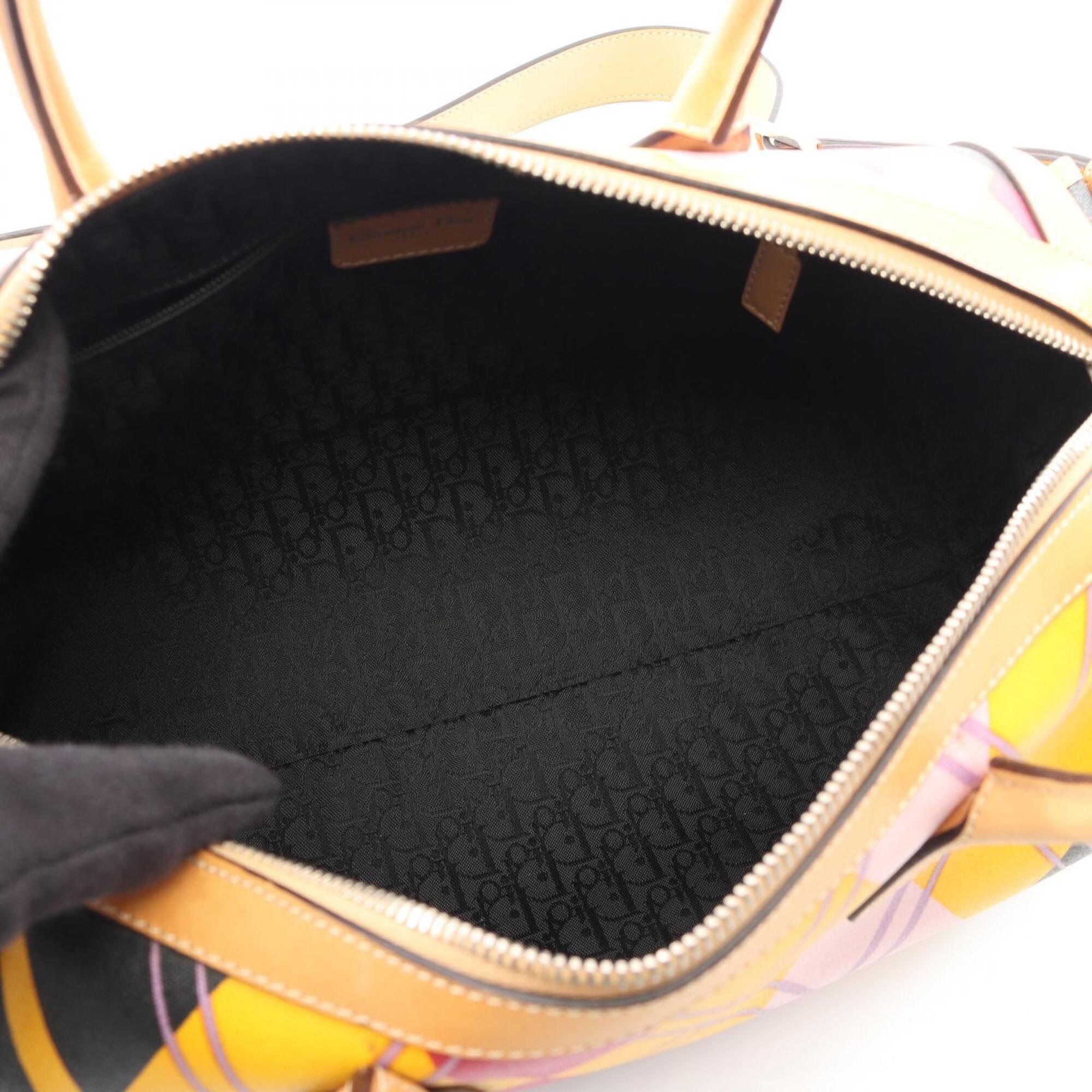 Christian Dior Brown Multi-Color Coated Canvas Leather Handbag (Pre-Owned)