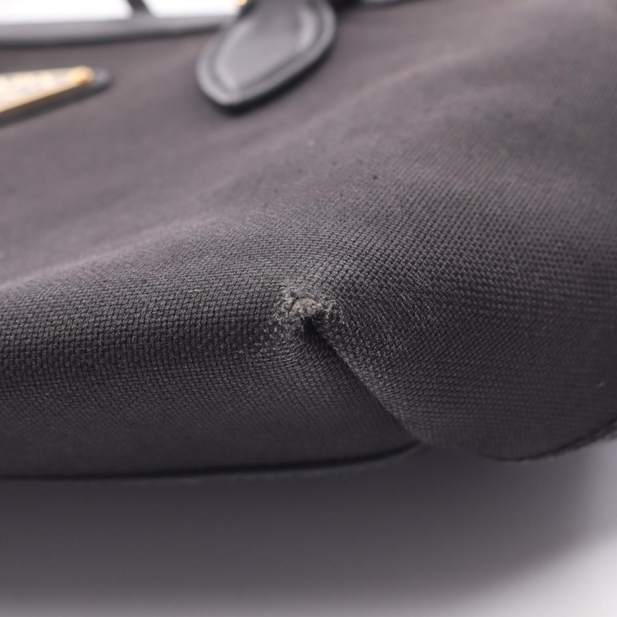 Prada Black Canvas Leather Handbag (Pre-Owned)