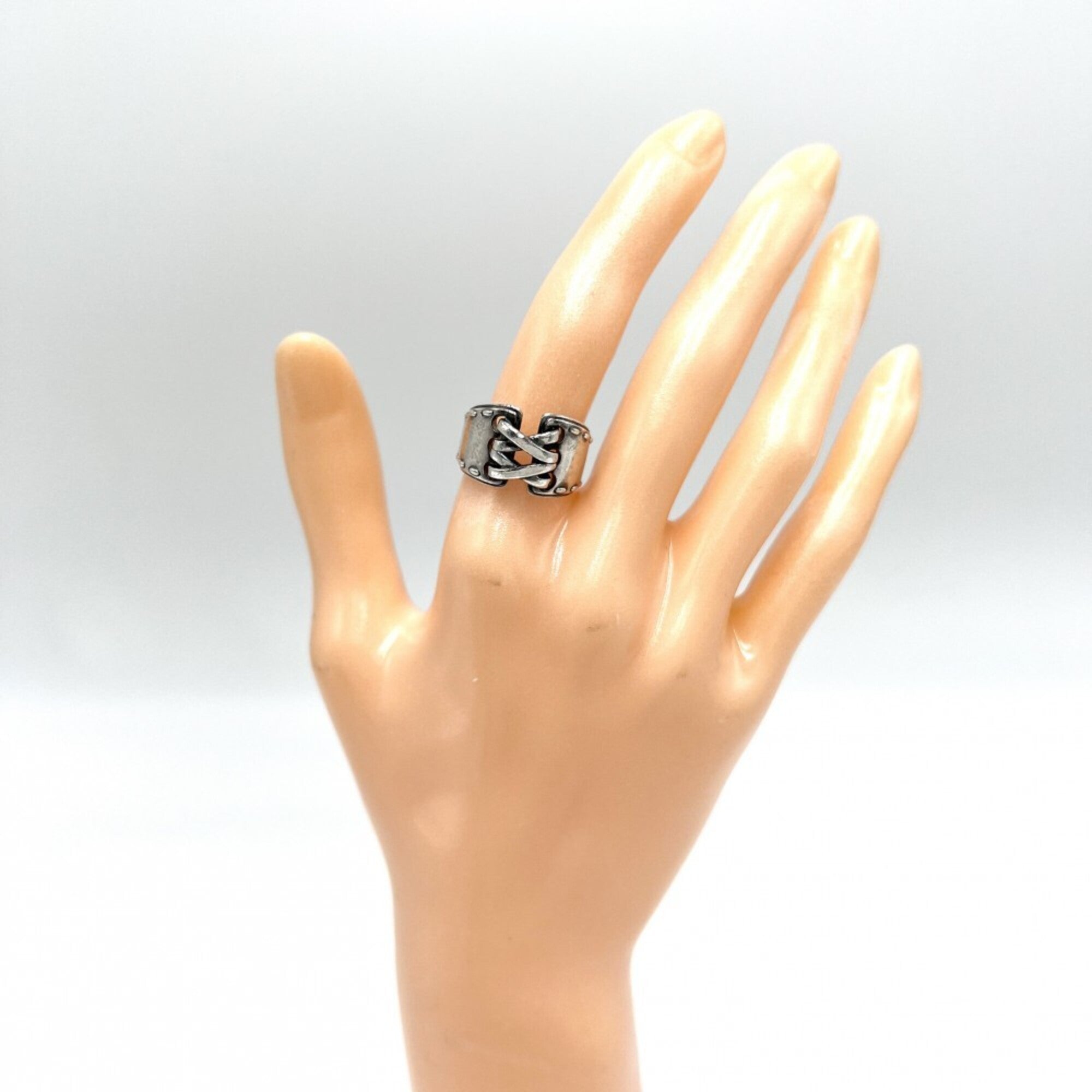 Hermes Silver 925 Band Ring (Pre-Owned)