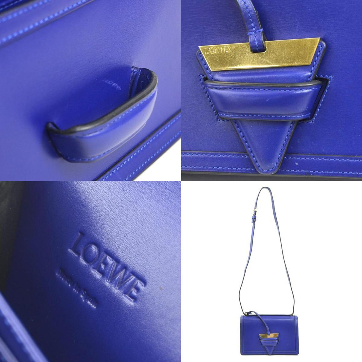 Loewe Barcelona Blue Leather Shoulder Bag (Pre-Owned)