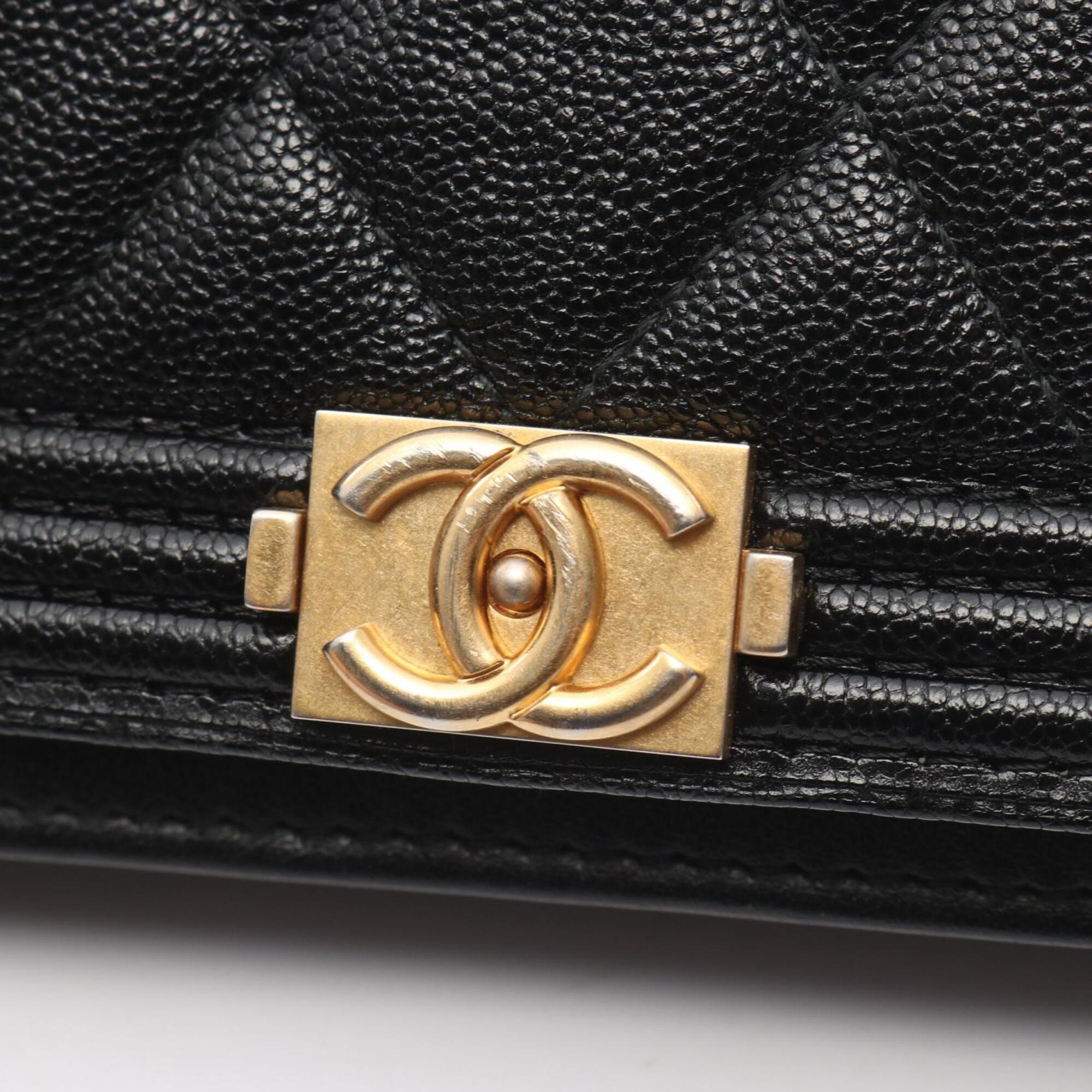 Chanel Black Grained Calfskin Handbag Shoulder Bag (Pre-Owned)