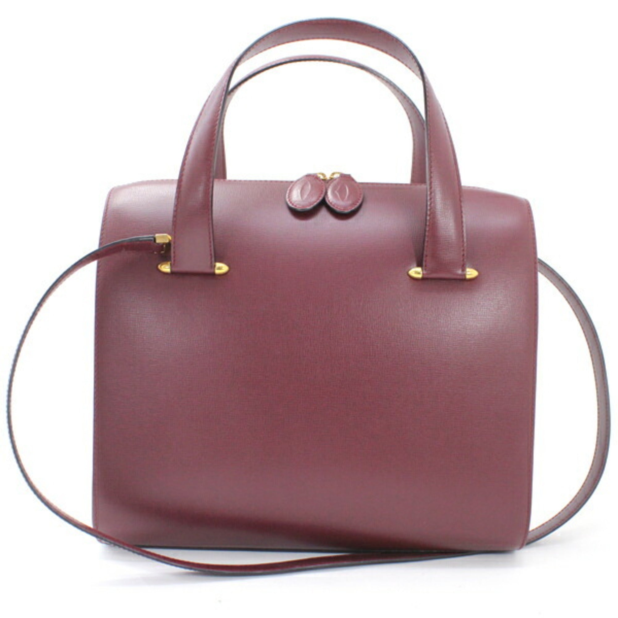 Cartier Must Bordeaux Leather Handbag Shoulder Bag (Pre-Owned)