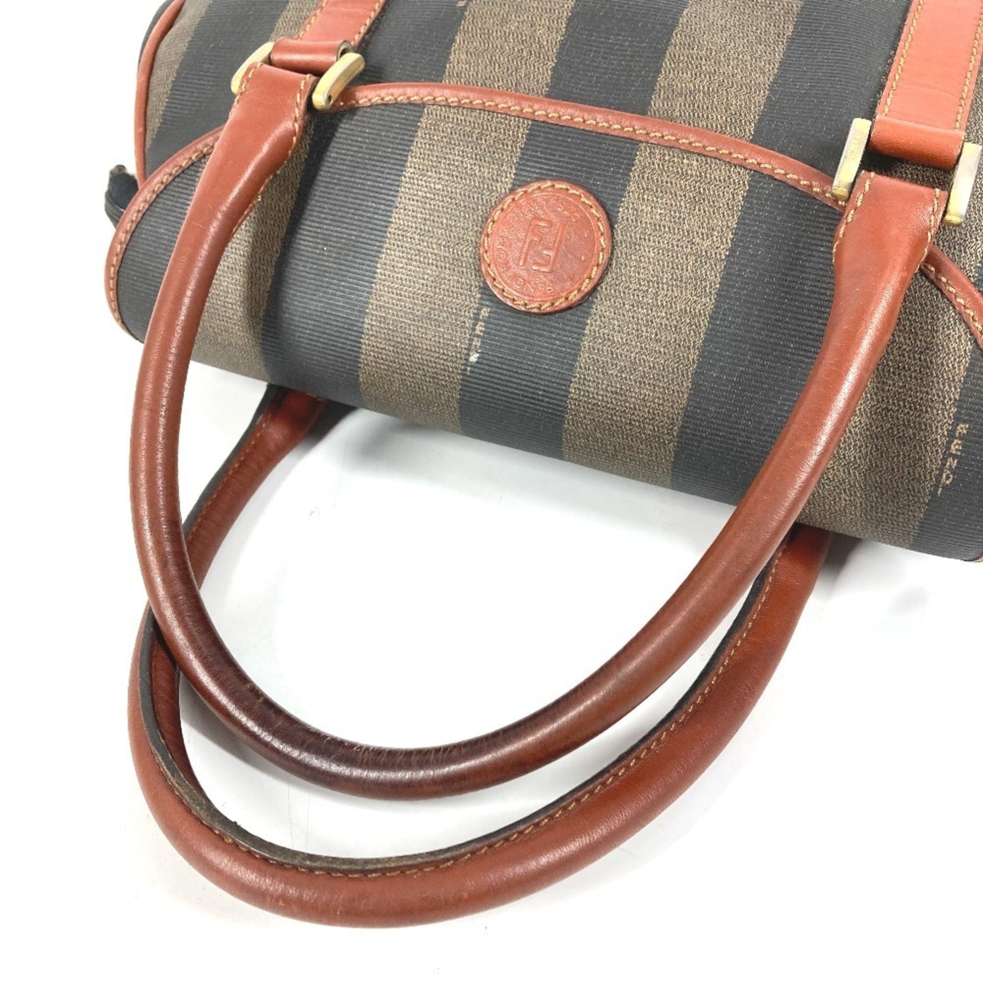 Fendi Pequin Brown Khaki Pvc Leather Handbag Tote Bag (Pre-Owned)
