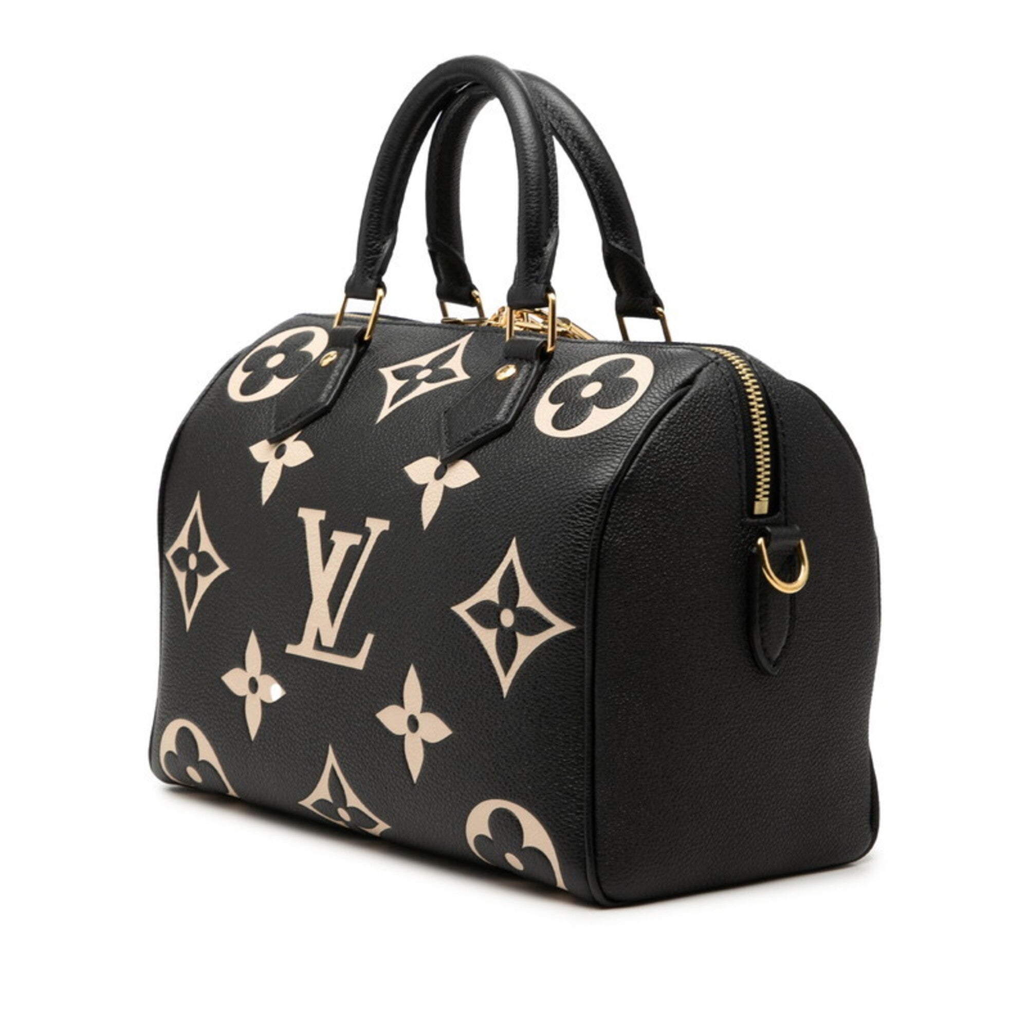 Louis Vuitton Beige Black Leather Handbag Shoulder Bag (Pre-Owned)