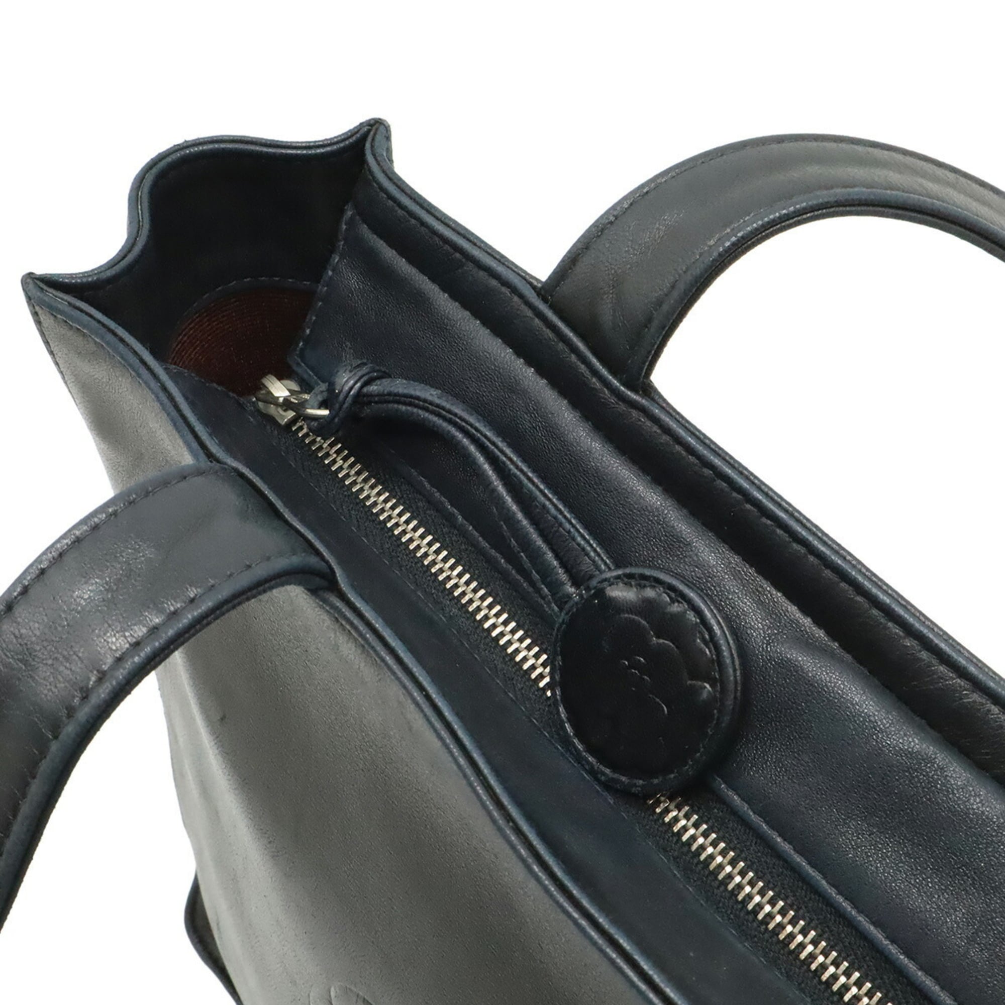 Chanel Camellia Black Leather Shoulder Bag Tote Bag (Pre-Owned)