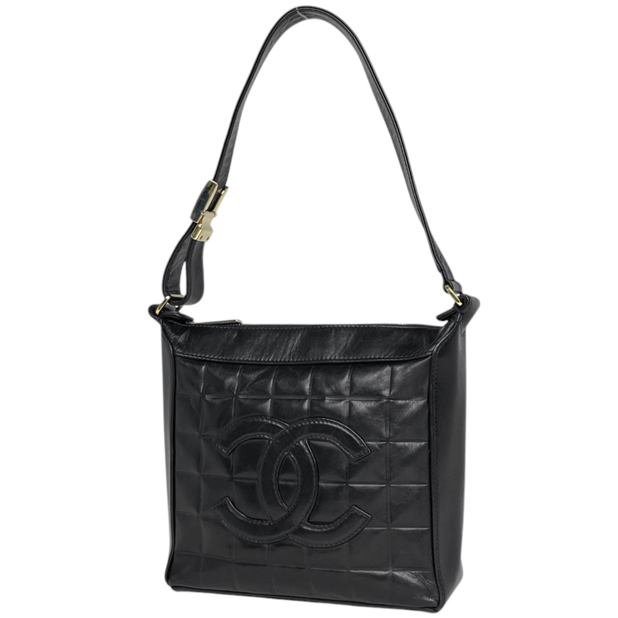 Chanel Black Leather Handbag Shoulder Bag (Pre-Owned)
