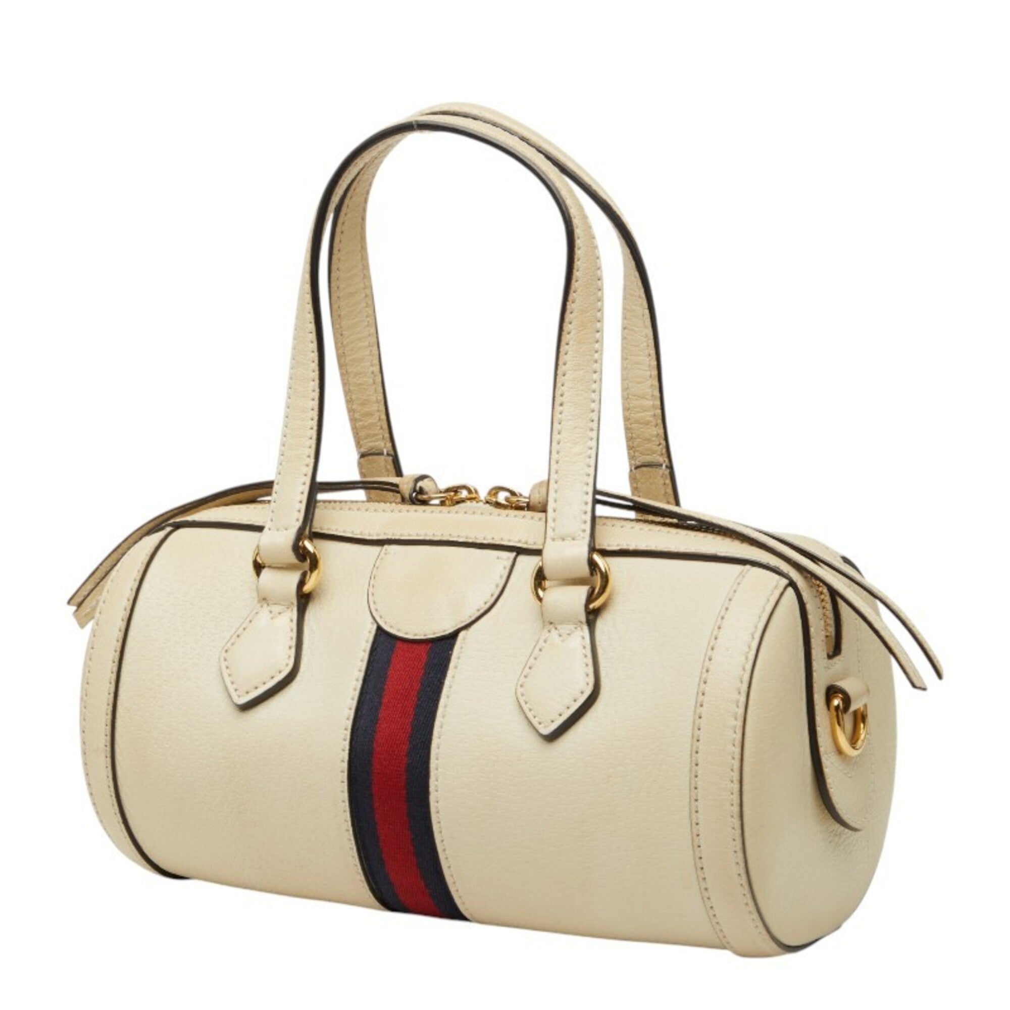 Gucci Beige Pvc Leather Boston Bag Handbag (Pre-Owned)
