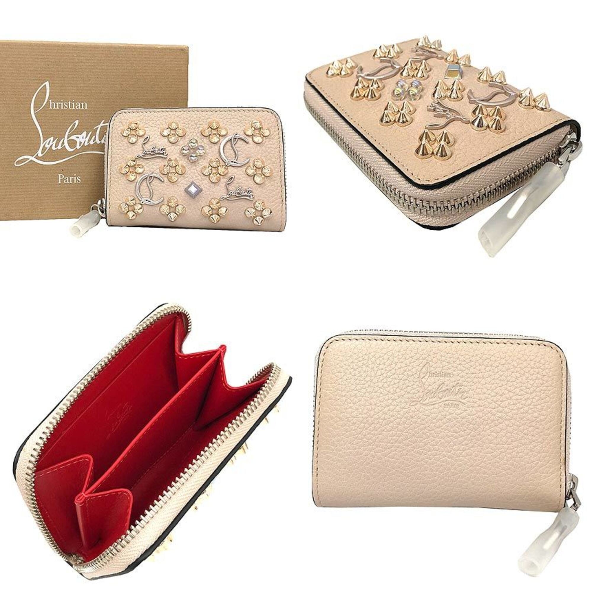 Christian Louboutin Beige Leather Coin Purse/Coin Case (Pre-Owned)