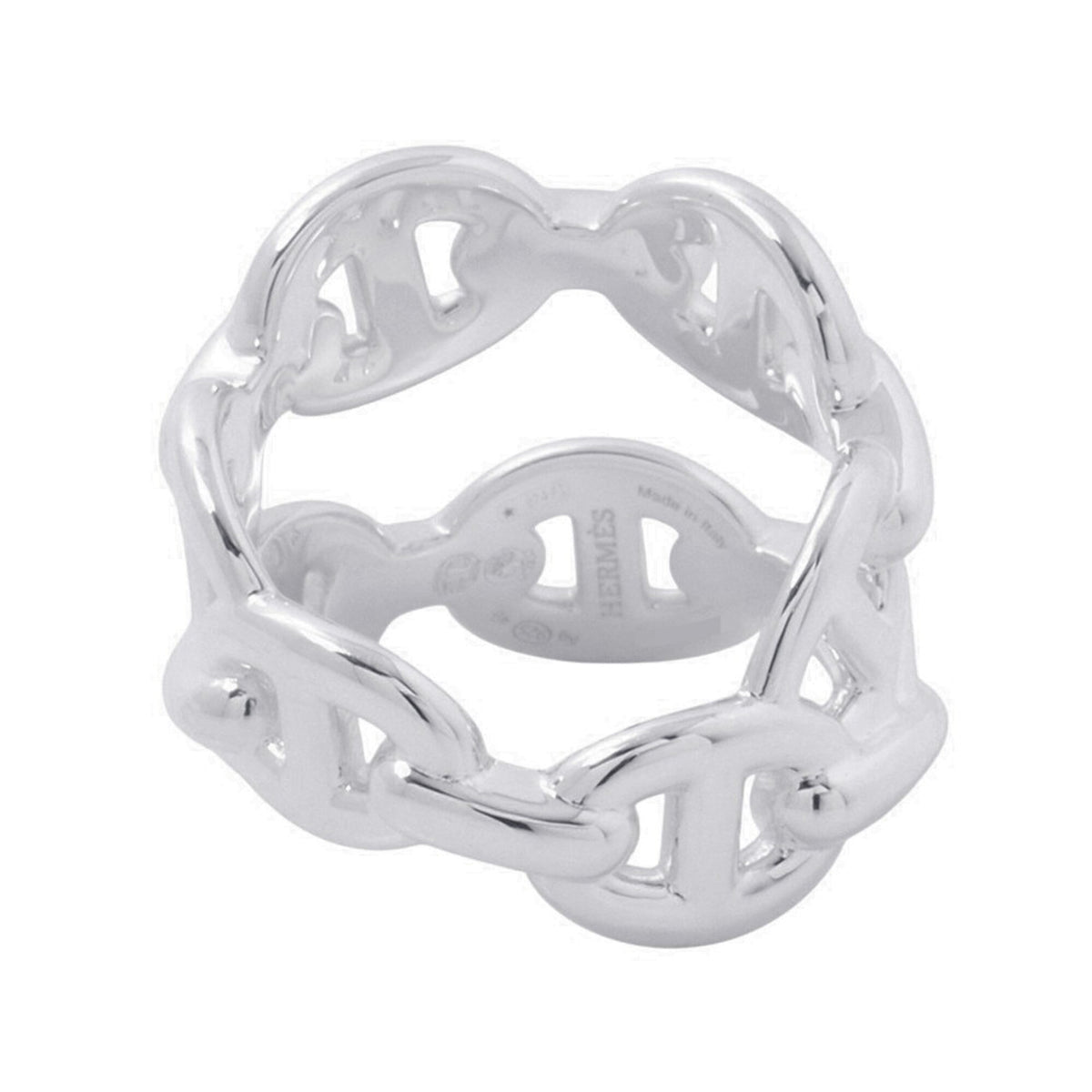 Hermes Silver 925 Band Ring (Pre-Owned)