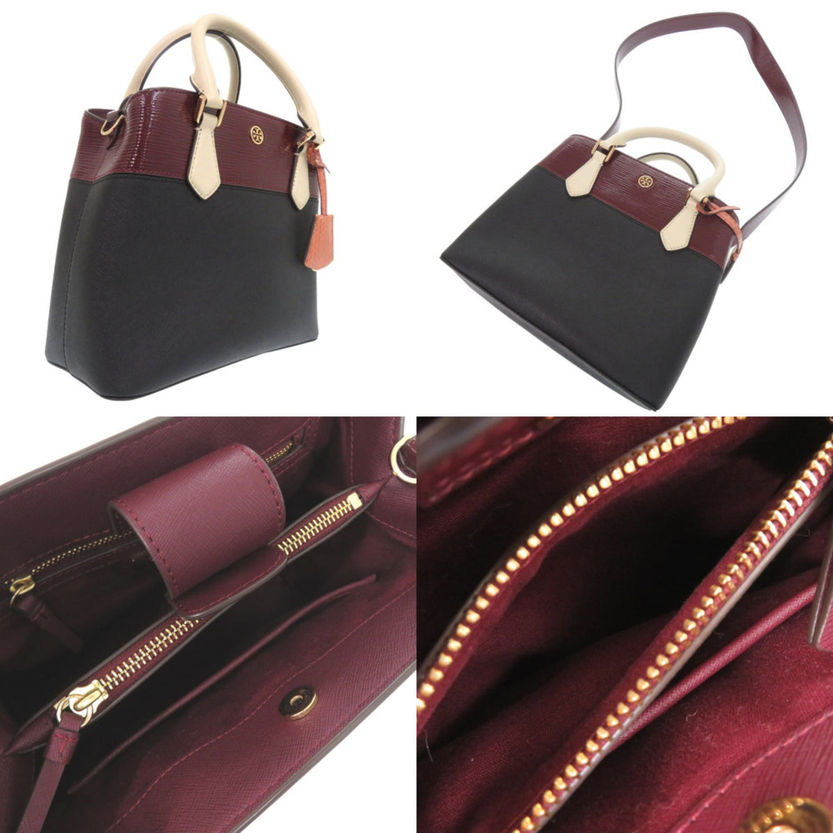 Tory Burch Black Leather Handbag Shoulder Bag (Pre-Owned)