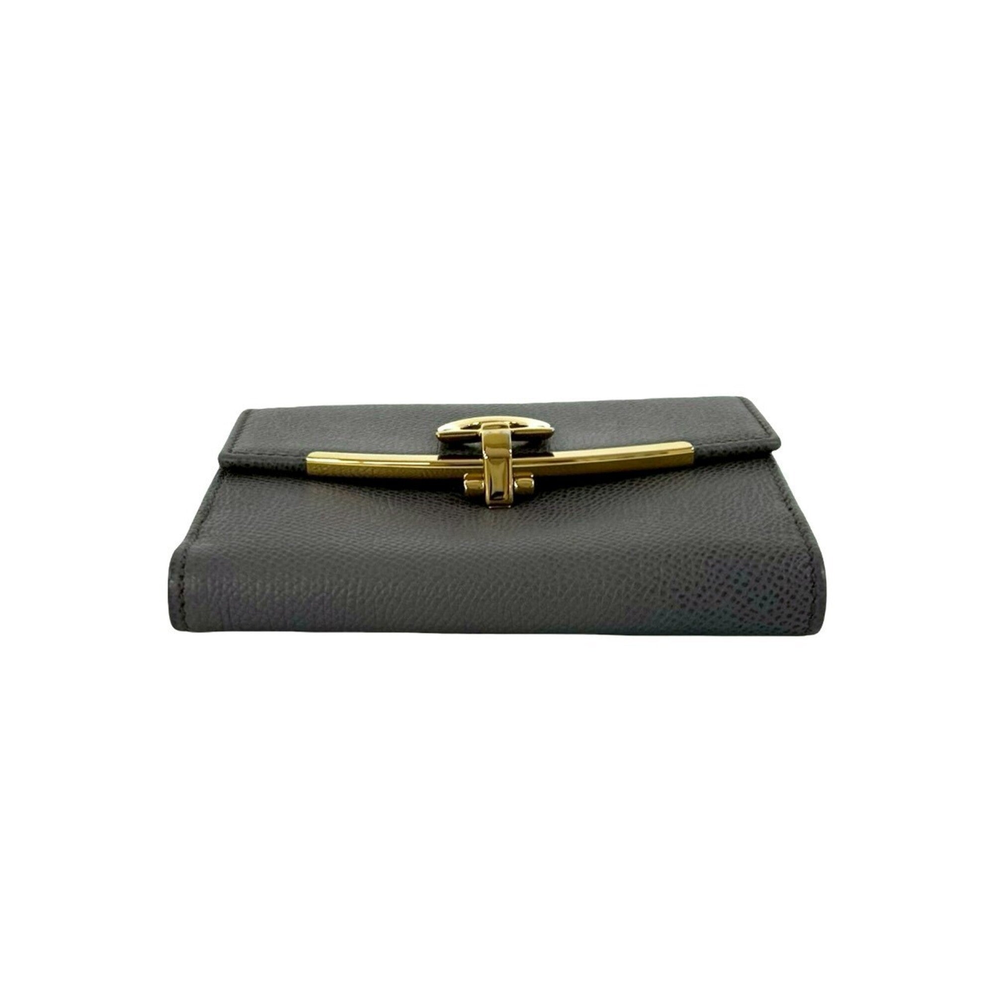 Salvatore Ferragamo Gray Leather Wallet (Bi-Fold) (Pre-Owned)