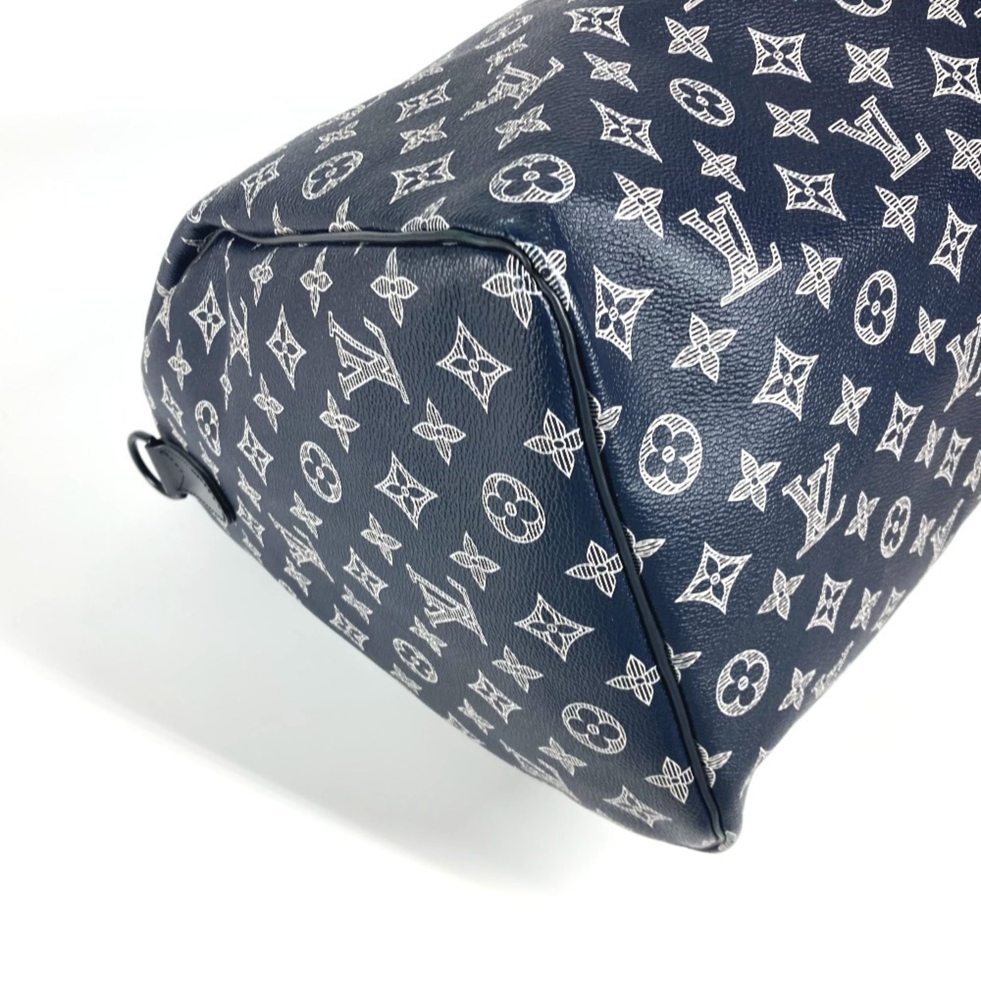 Louis Vuitton Navy Red Color Monogram Boston Bag Handbag (Pre-Owned)