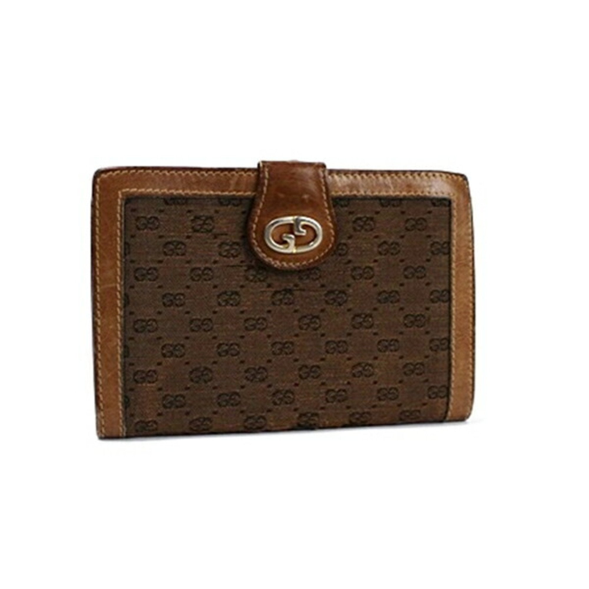 Gucci Brown Canvas Leather Wallet (Bi-Fold) (Pre-Owned)