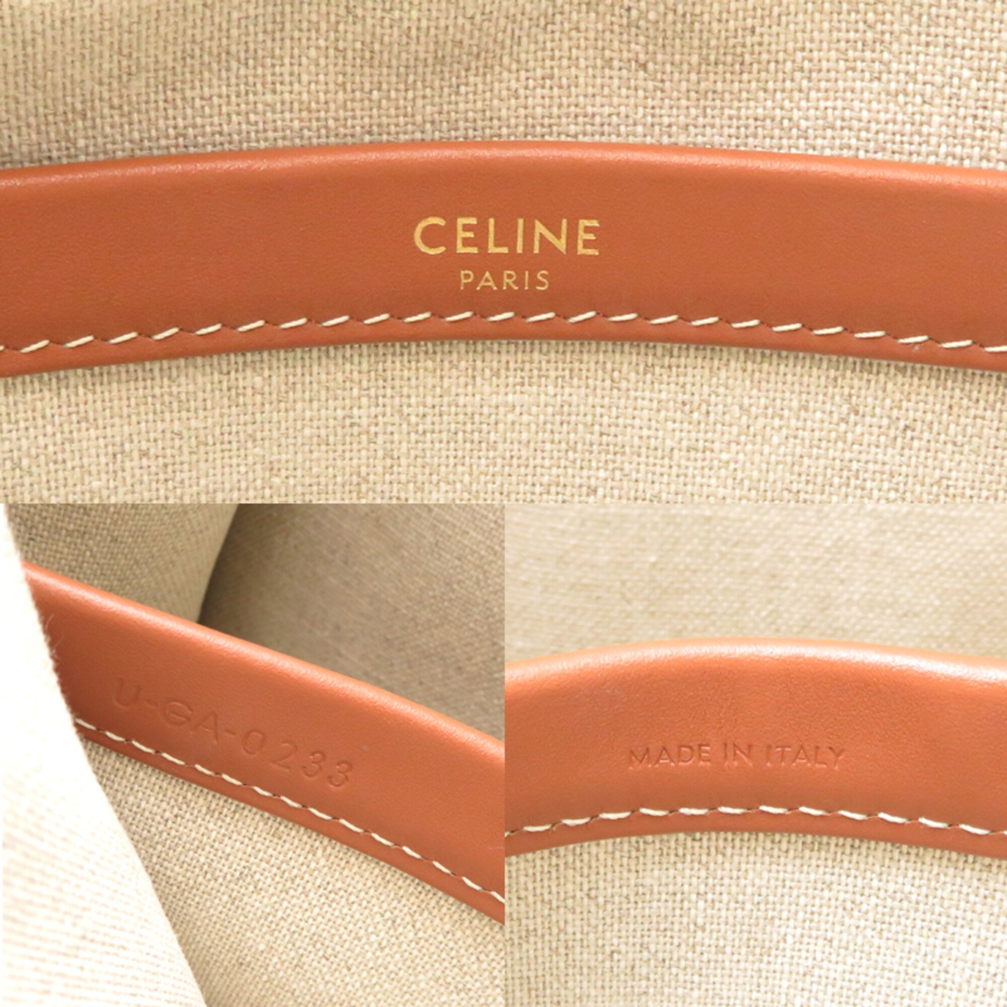 Celine Blue Brown White Cotton Leather Handbag (Pre-Owned)
