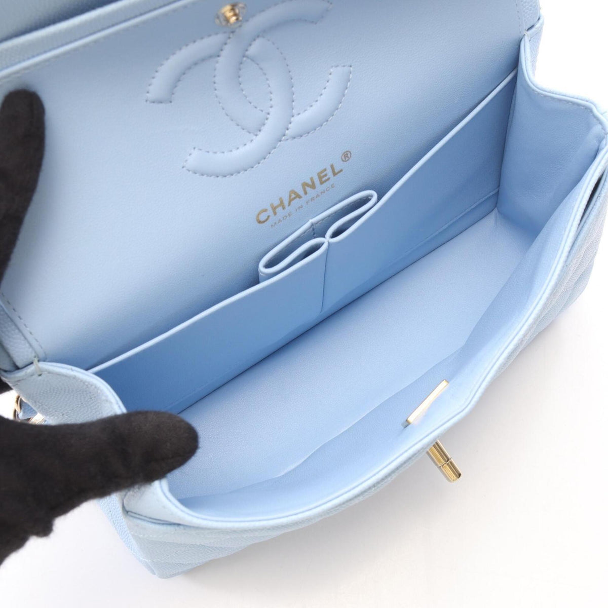 Chanel Blue Grained Calfskin Handbag Shoulder Bag (Pre-Owned)