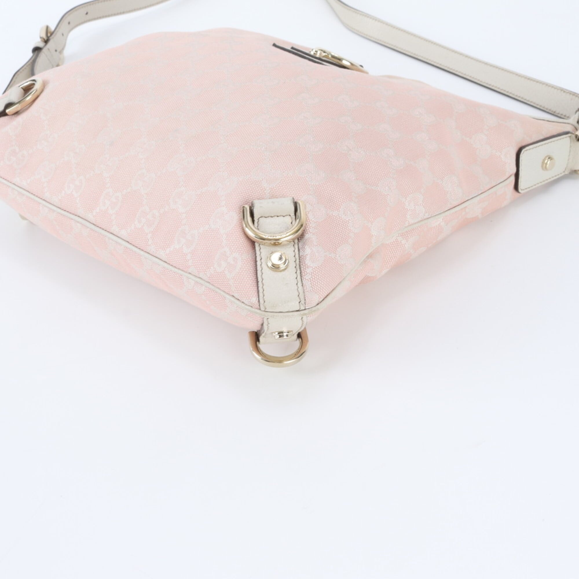 Gucci Pink Leather Canvas Shoulder Bag (Pre-Owned)