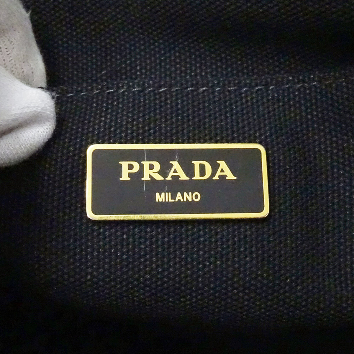 Prada Canapa Black Canvas Handbag Shoulder Bag Tote Bag (Pre-Owned)