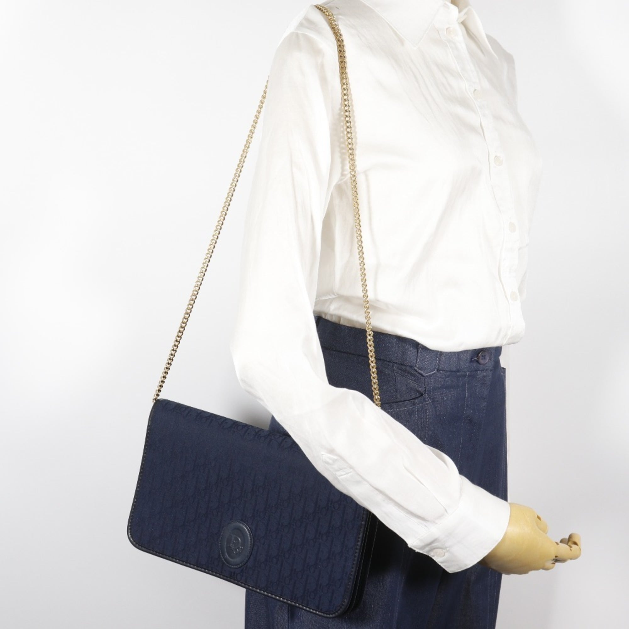 Christian Dior Navy Canvas Shoulder Bag (Pre-Owned)