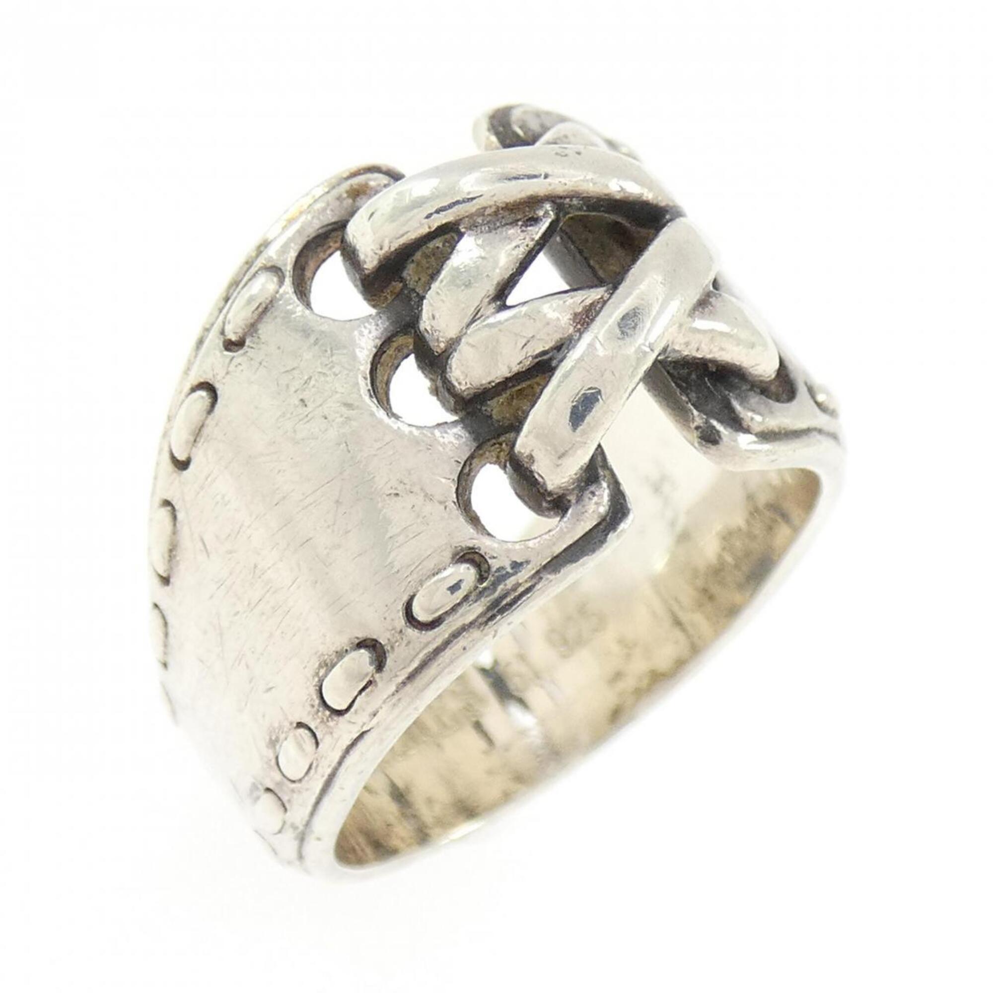 Hermes Silver Silver 925 Band Ring (Pre-Owned)