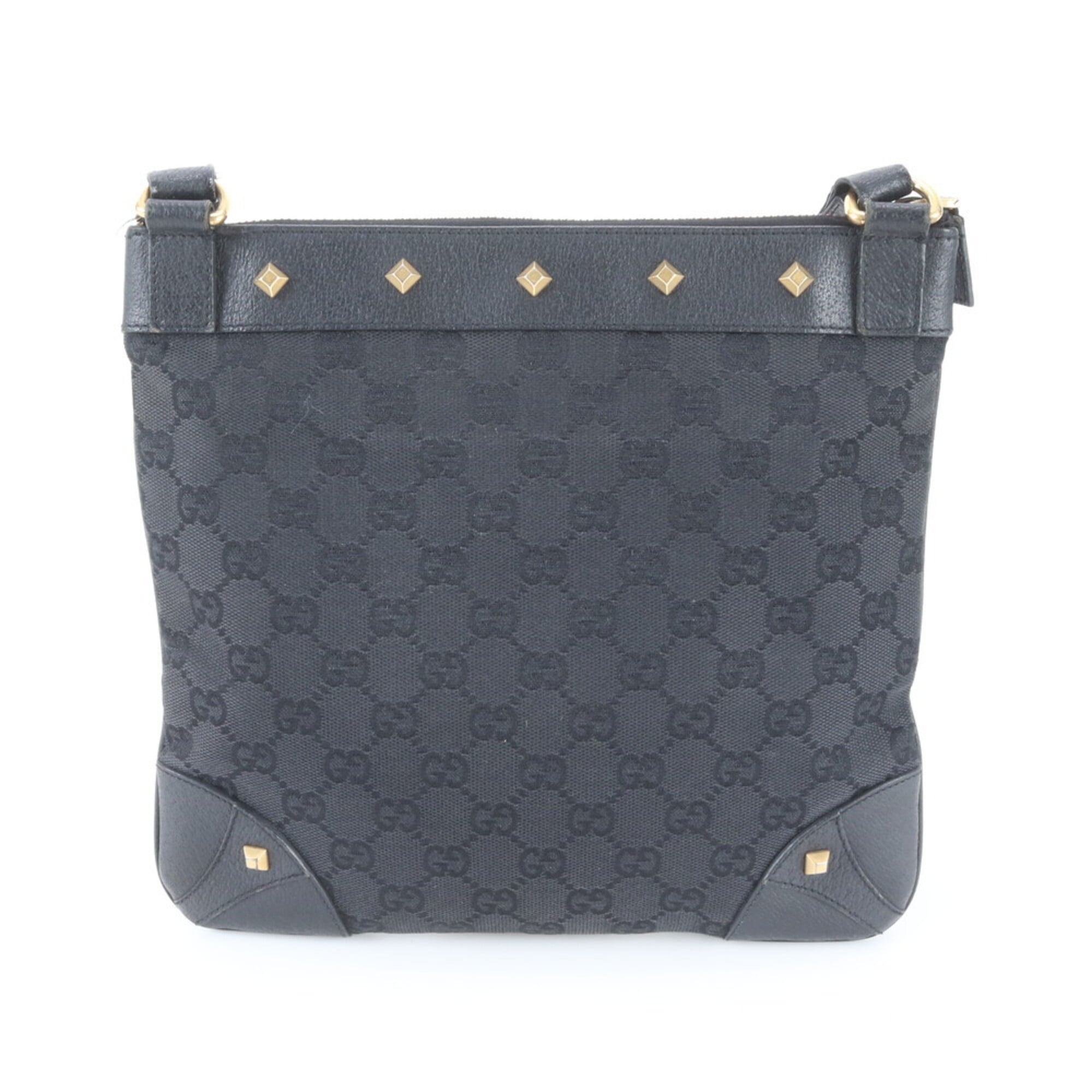 Gucci Black Leather Canvas Shoulder Bag (Pre-Owned)