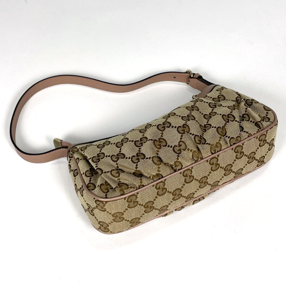 Gucci Gg Canvas Beige Pink Gg Canvas Leather Handbag (Pre-Owned)