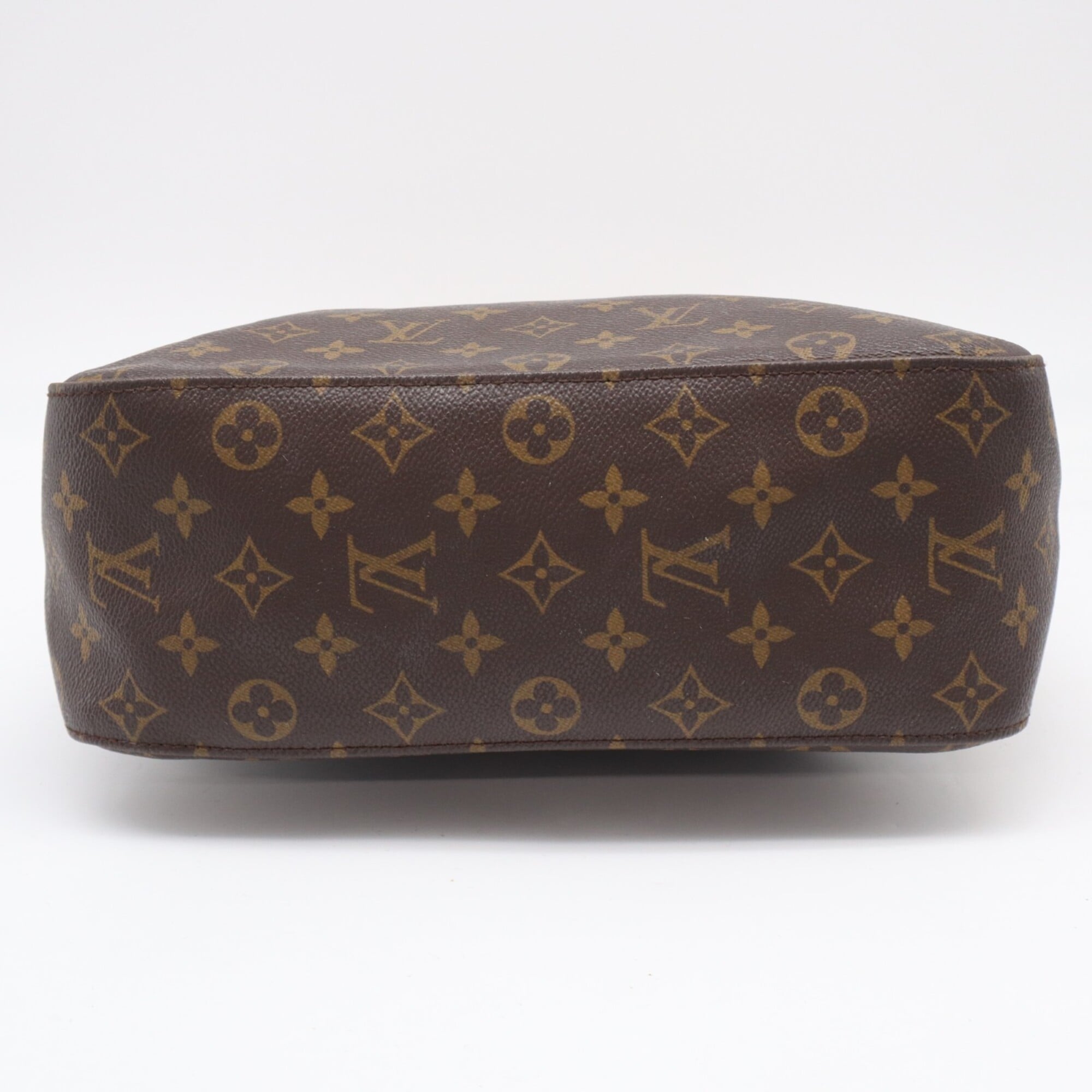 Louis Vuitton Beige Brown Monogram Coated Canvas Leather Handbag (Pre-Owned)