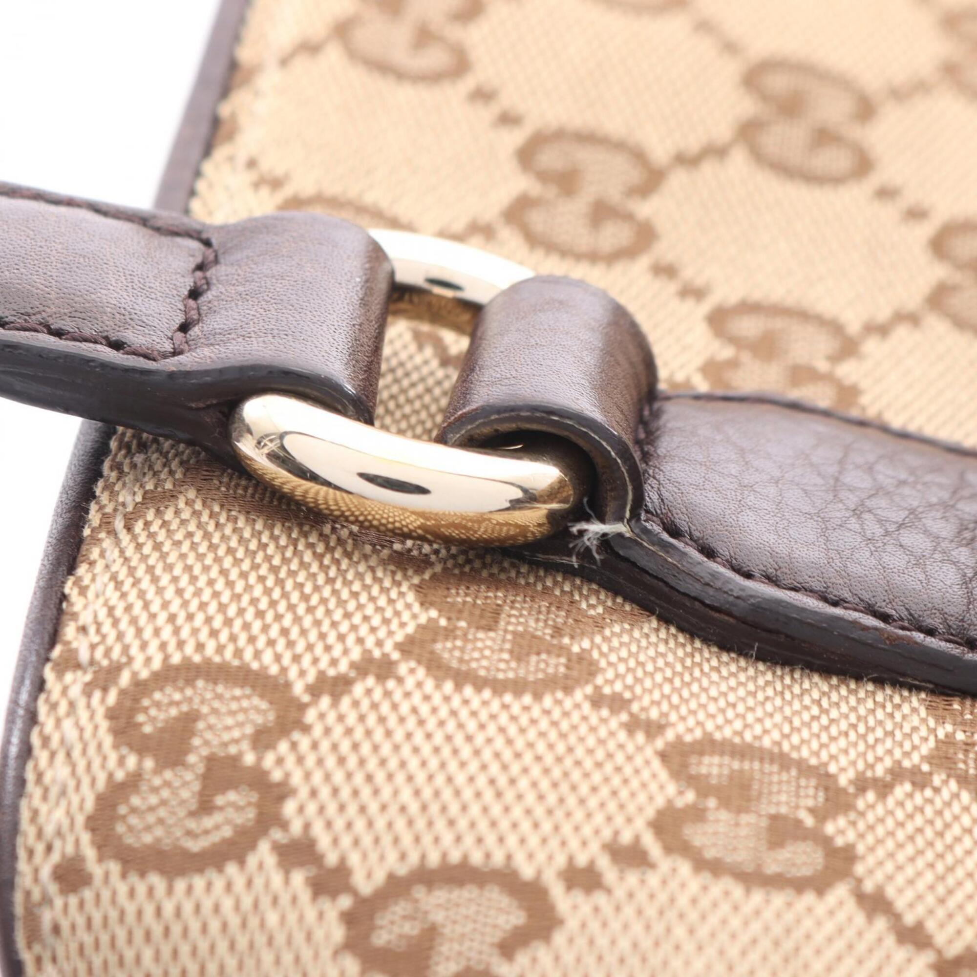 Gucci Beige Brown Multi-Color Canvas Leather Handbag Tote Bag (Pre-Owned)