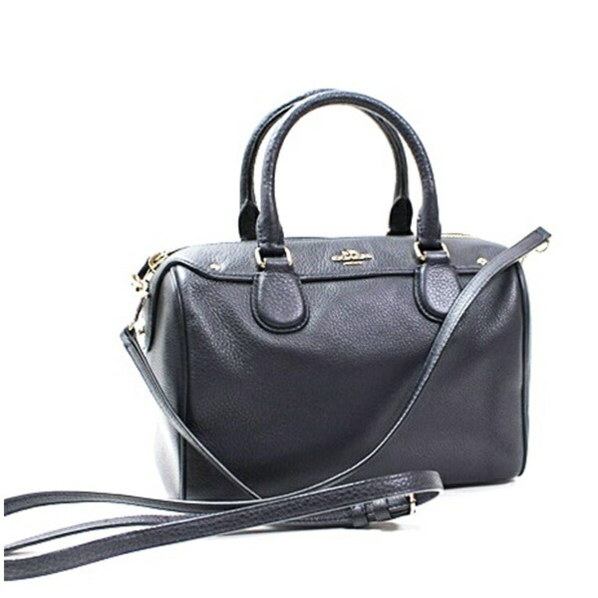 Coach Navy Pvc Leather Boston Bag Handbag Shoulder Bag (Pre-Owned)