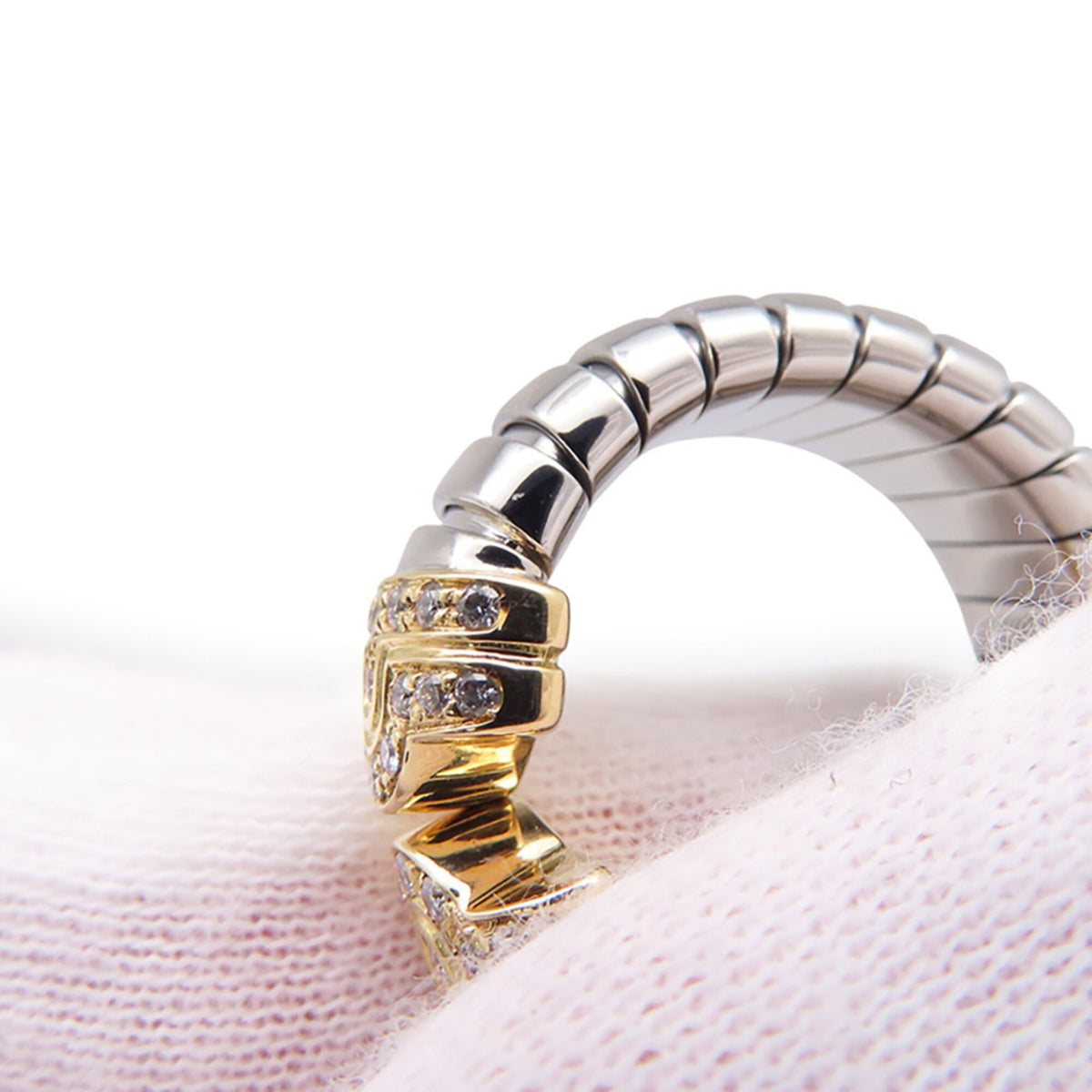 Bvlgari Tubogas Yellow Gold (18K) Stainless Steel Band Ring (Pre-Owned)