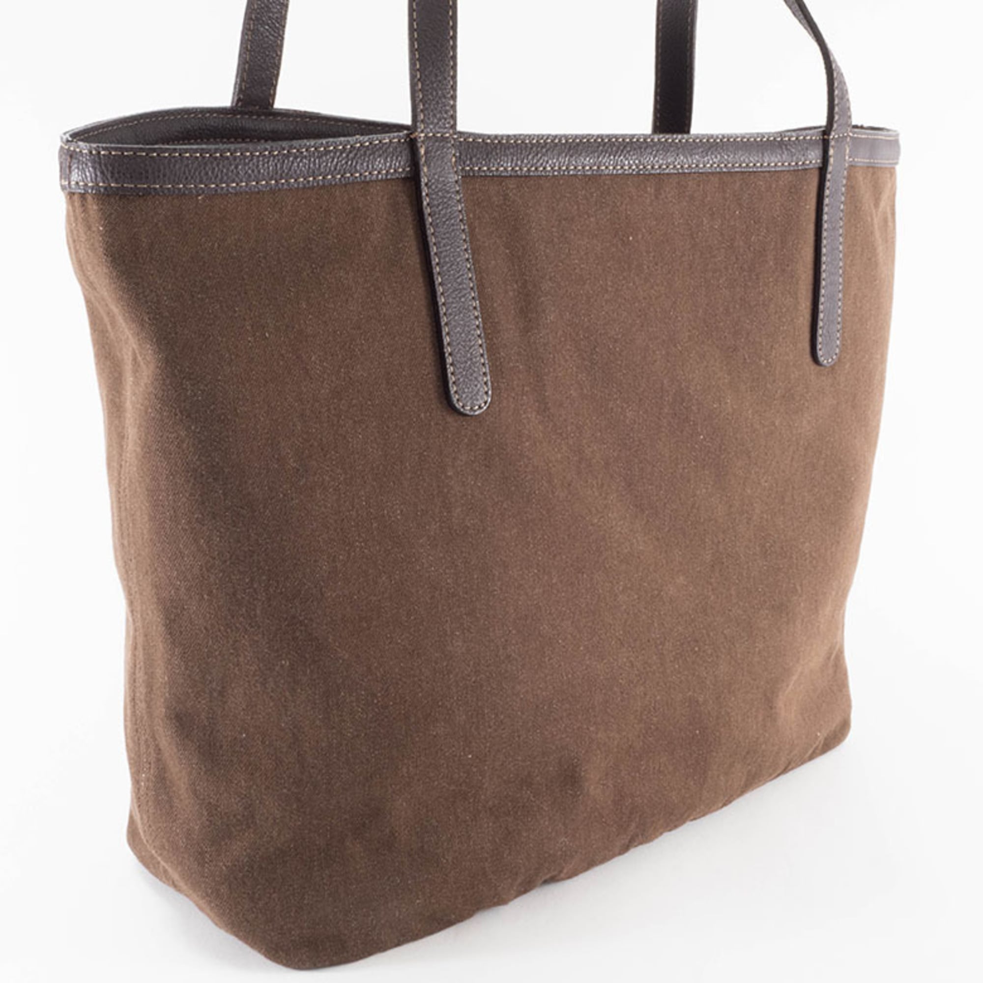 Burberry Brown Multi-Color Canvas Wool Felt Tote Bag (Pre-Owned)