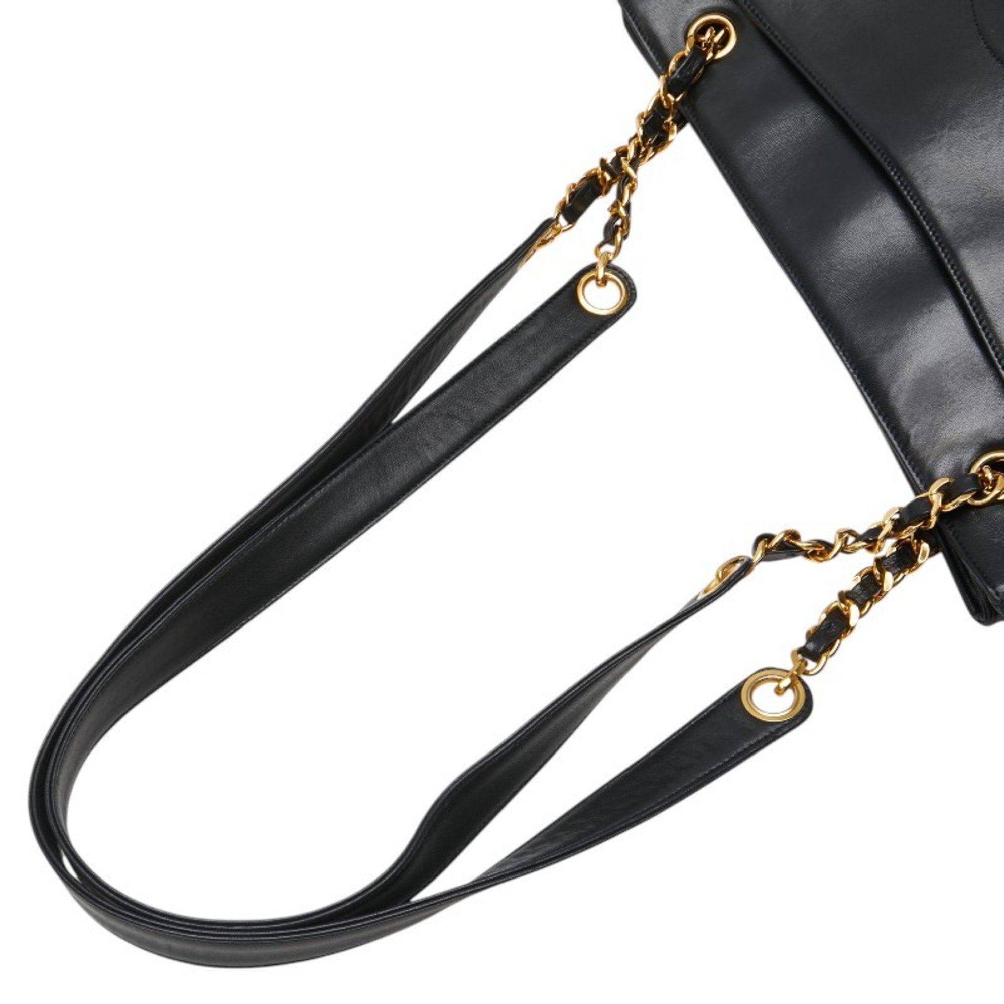 Chanel Black Leather Shoulder Bag Tote Bag (Pre-Owned)
