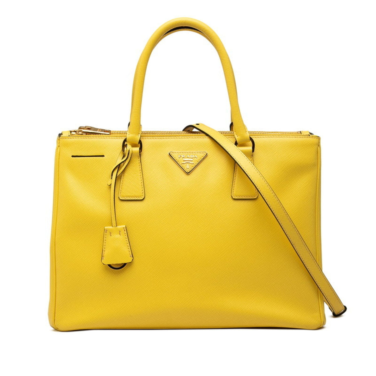 Prada Yellow Leather Handbag Shoulder Bag (Pre-Owned)