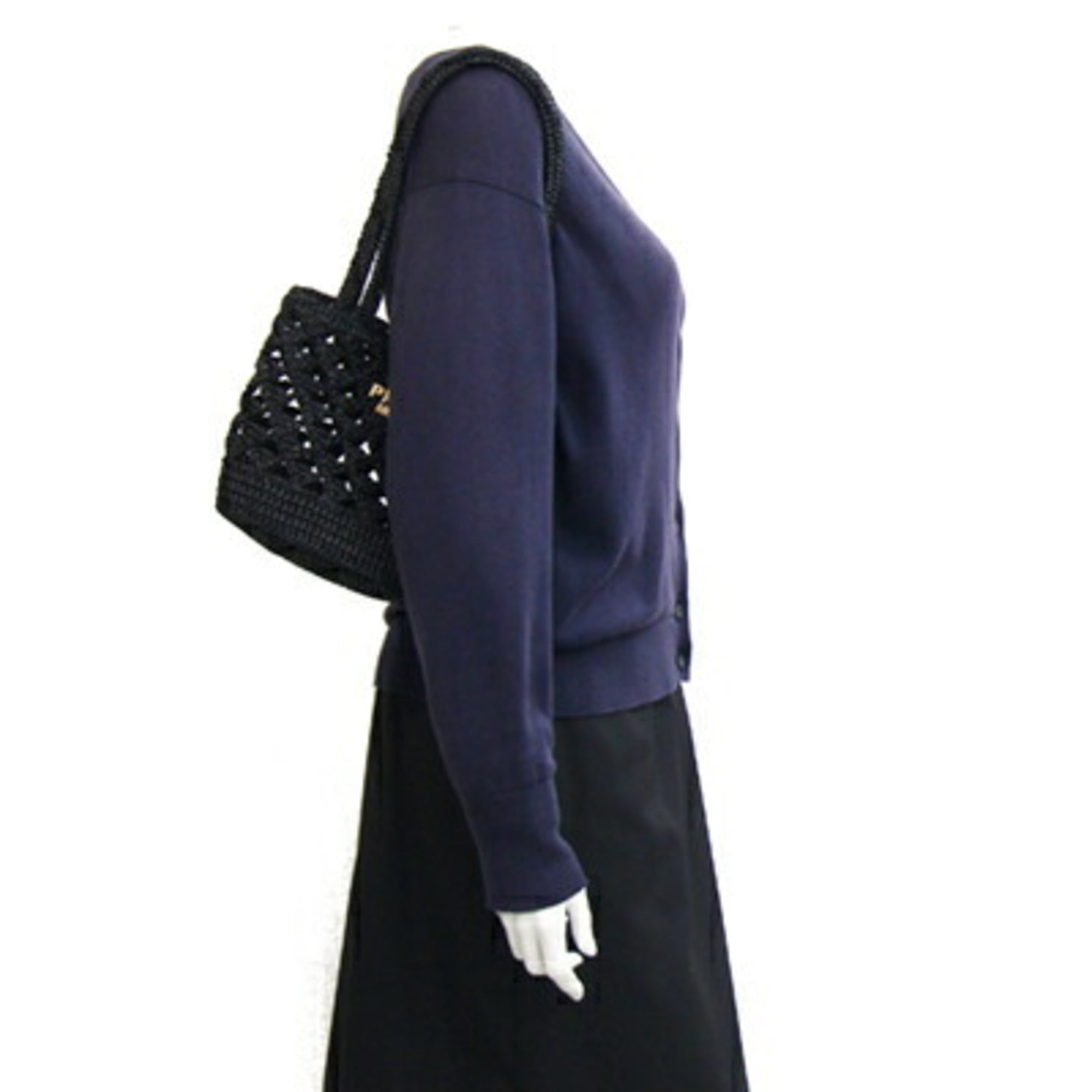 Prada Black Viscose Handbag Tote Bag (Pre-Owned)