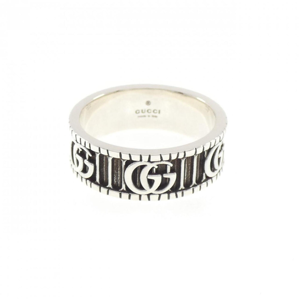 Gucci Silver Black Silver 925 Band Ring (Pre-Owned)