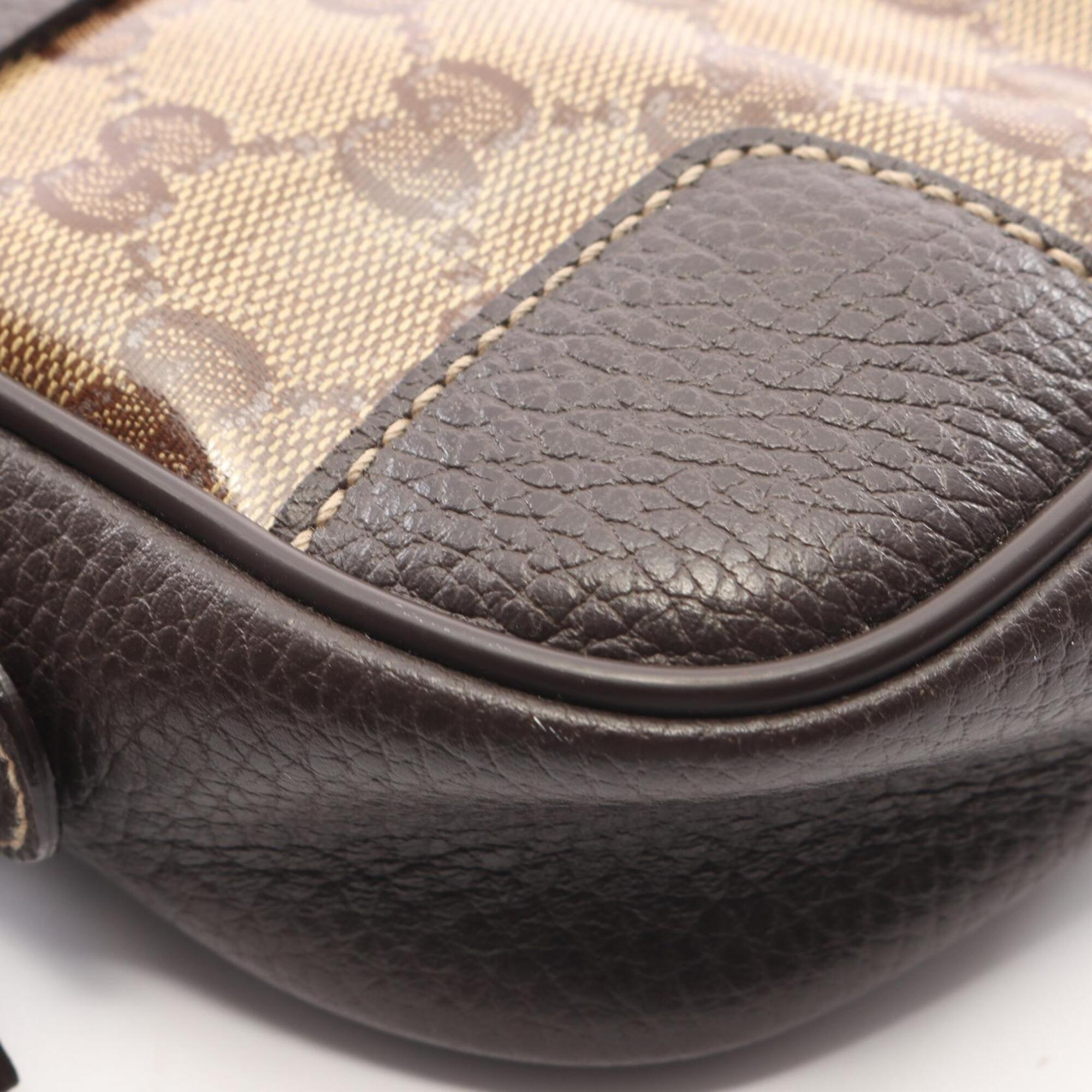 Gucci Beige Brown Pvc Coated Canvas Leather Fanny Pack (Pre-Owned)