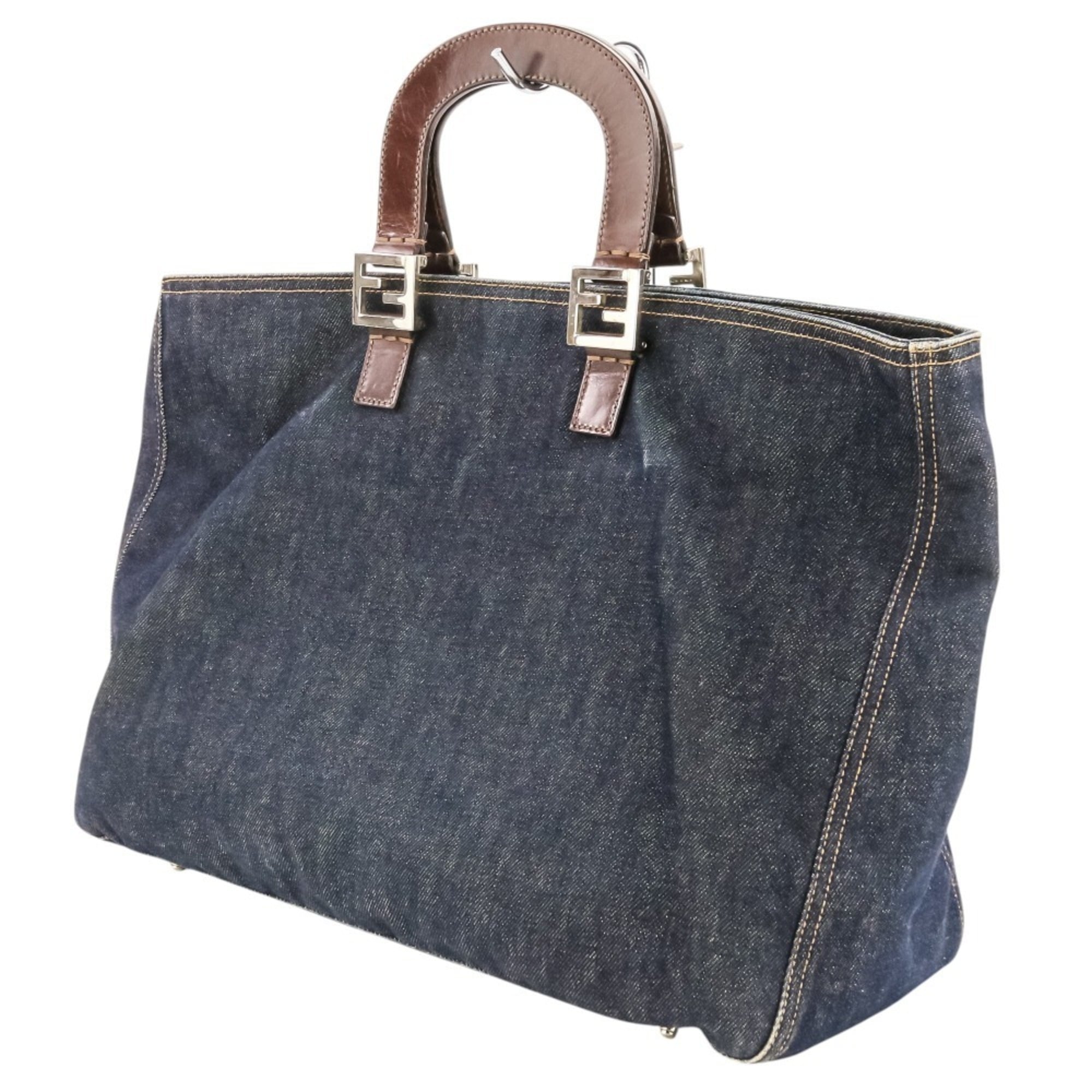 Fendi Navy Denim Leather Handbag (Pre-Owned)