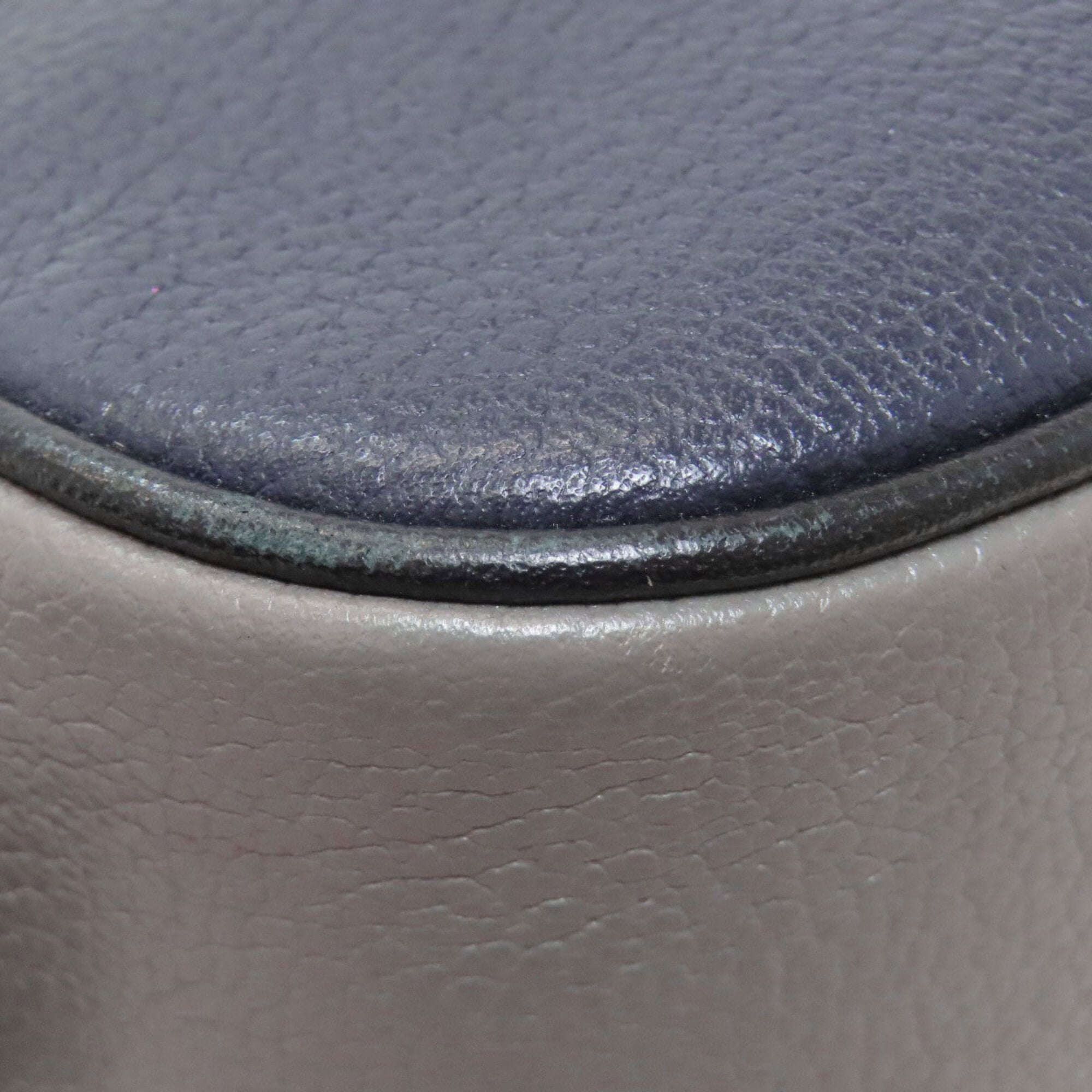 Coach Gray Navy Leather Shoulder Bag (Pre-Owned)
