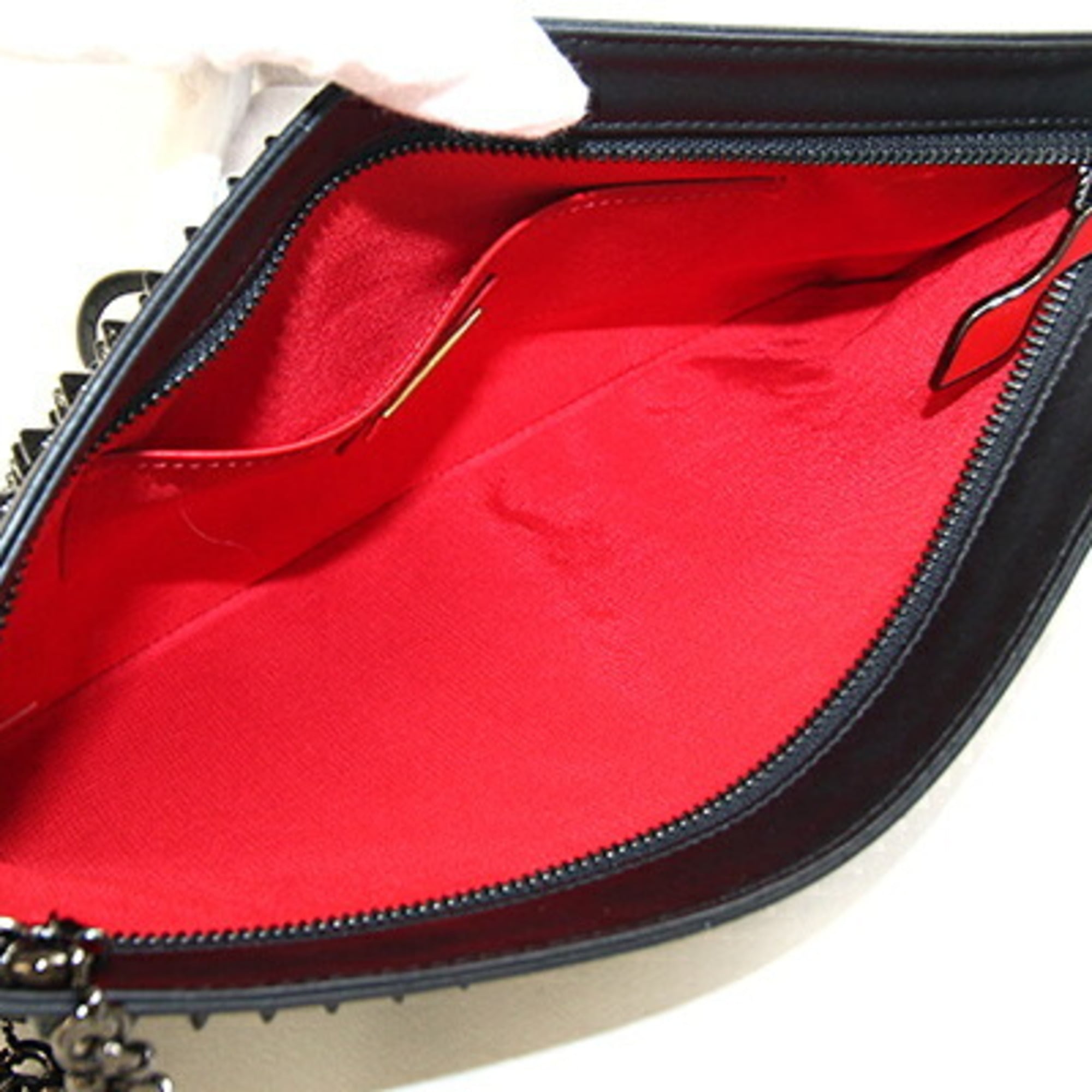 Christian Louboutin Black Leather Clutch Bag Shoulder Bag (Pre-Owned)