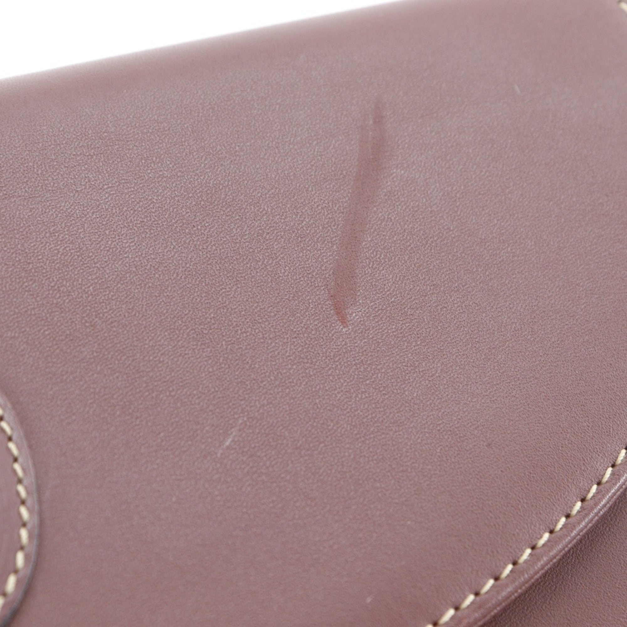 Cartier Bordeaux Red Color Wine Red Leather Shoulder Bag (Pre-Owned)