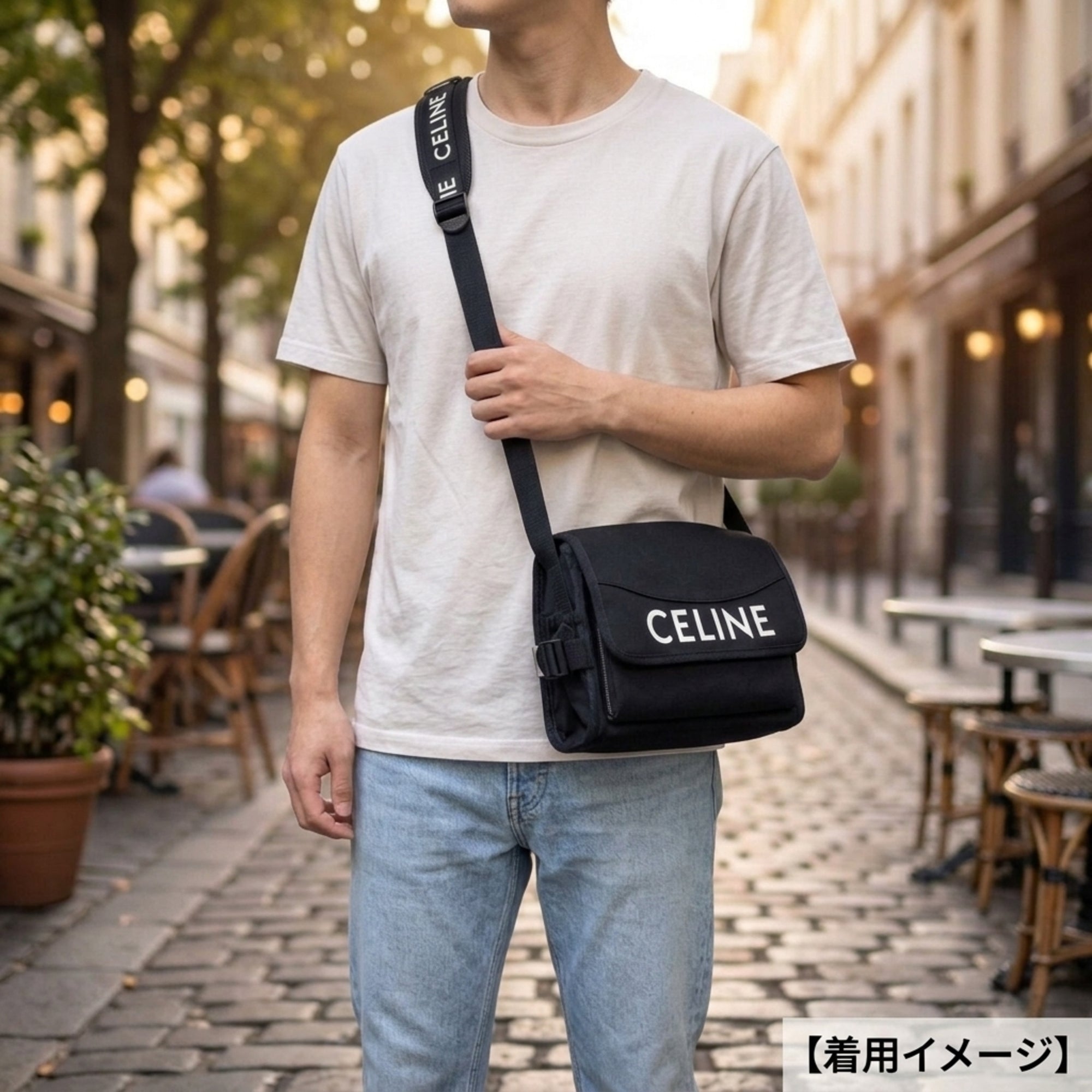 Celine Black Nylon Messenger Bag Shoulder Bag (Pre-Owned)