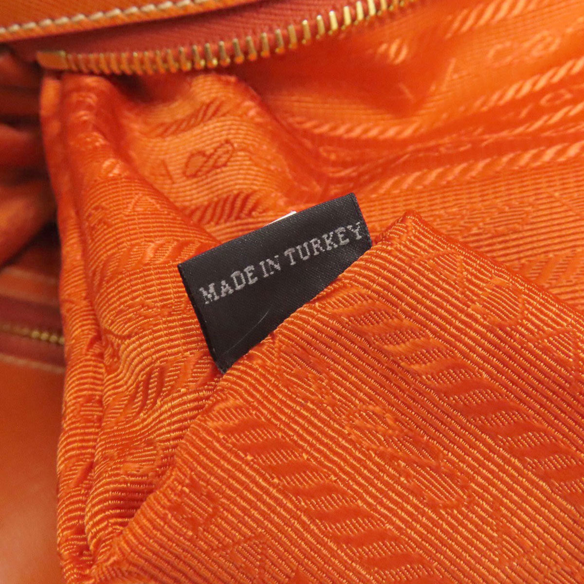 Prada Blue Orange Canvas Leather Handbag (Pre-Owned)