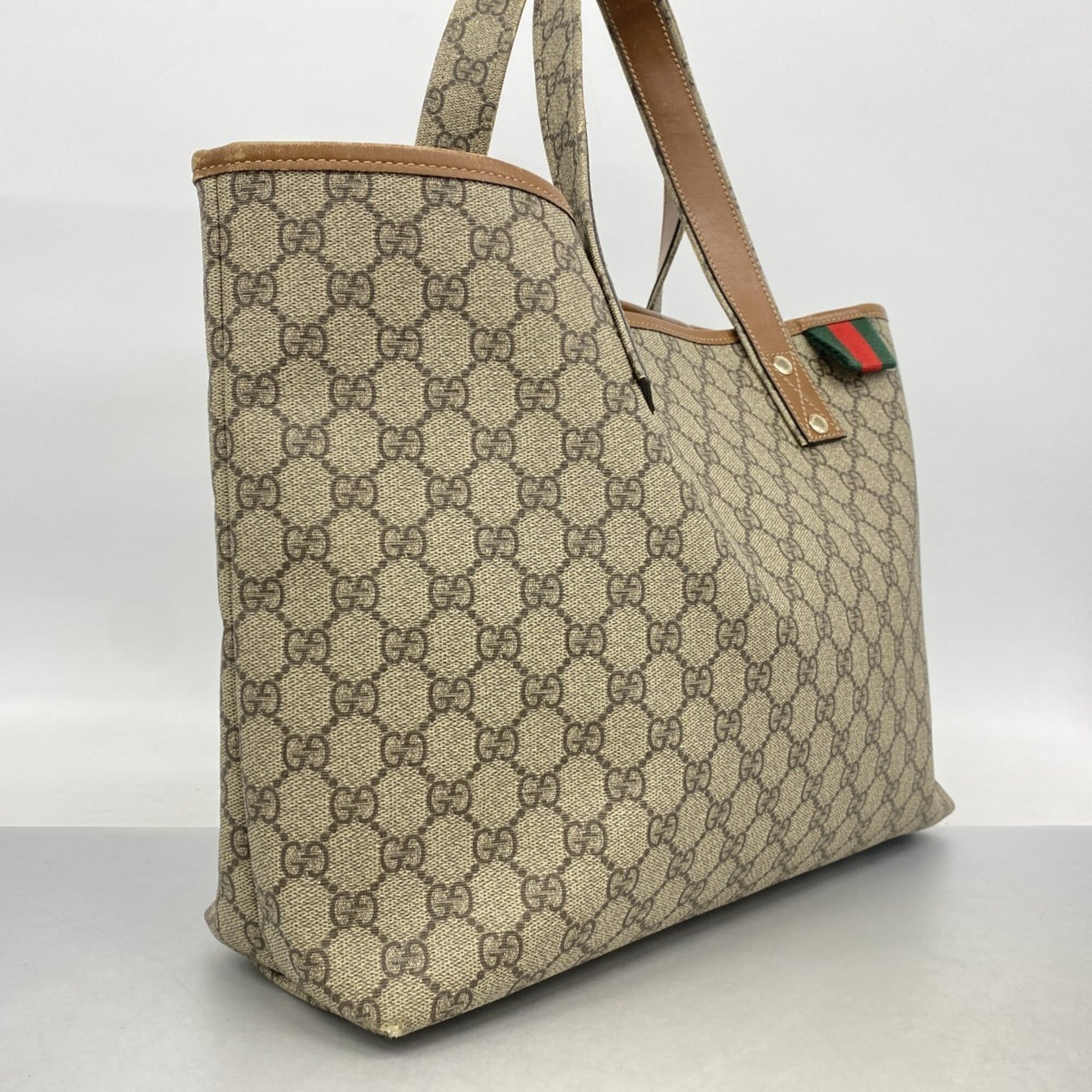 Gucci Beige Brown Pvc Tote Bag (Pre-Owned)