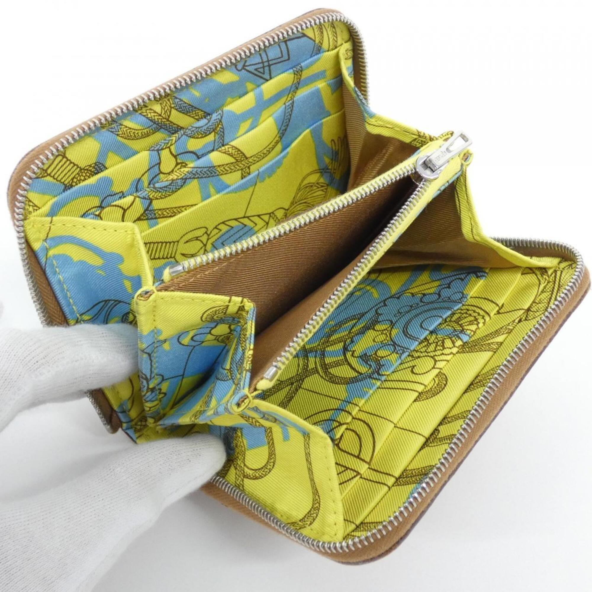 Hermes Gold Beige Celeste Epsom Leather Silk Wallet (Bi-Fold) (Pre-Owned)