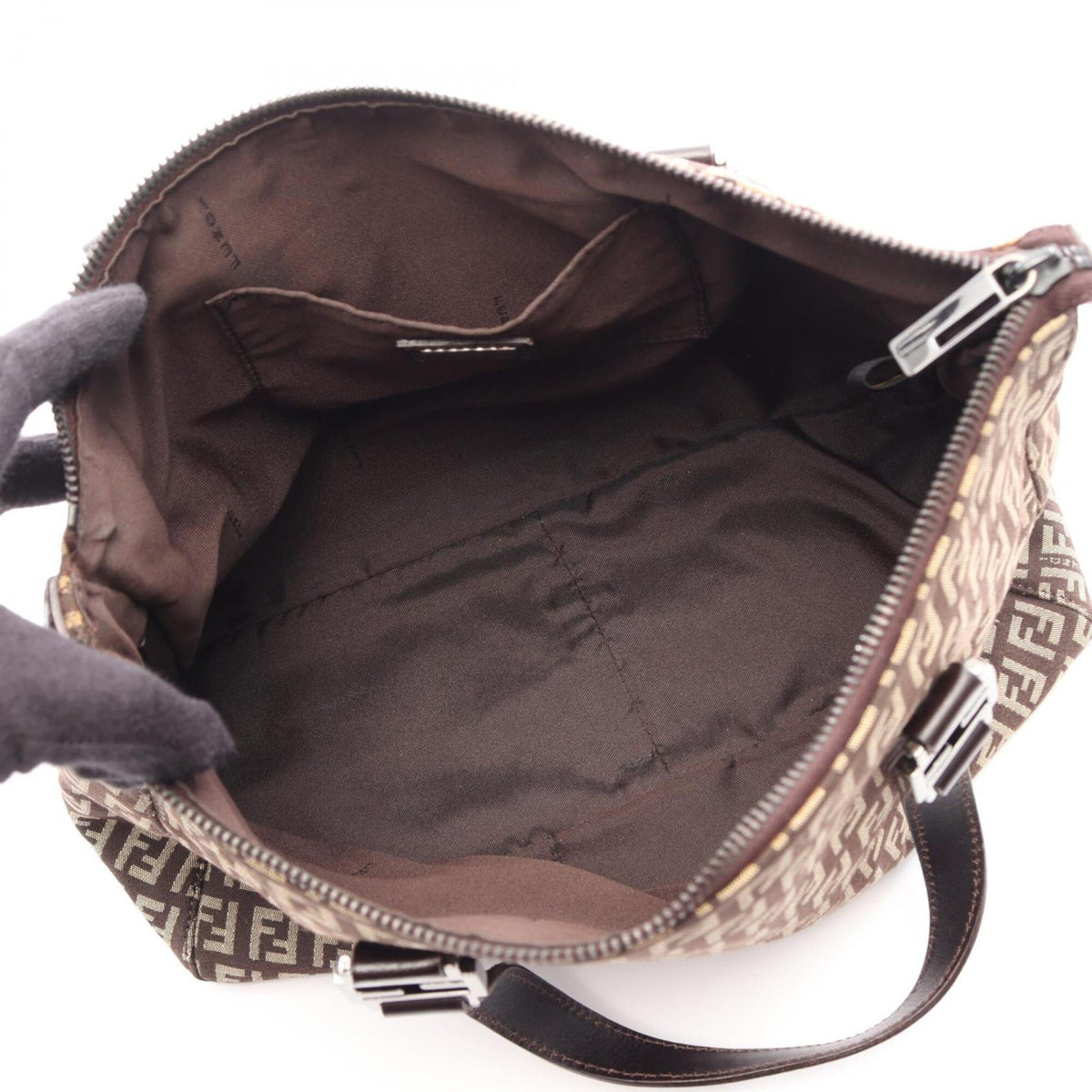 Fendi Beige Brown Canvas Leather Handbag (Pre-Owned)