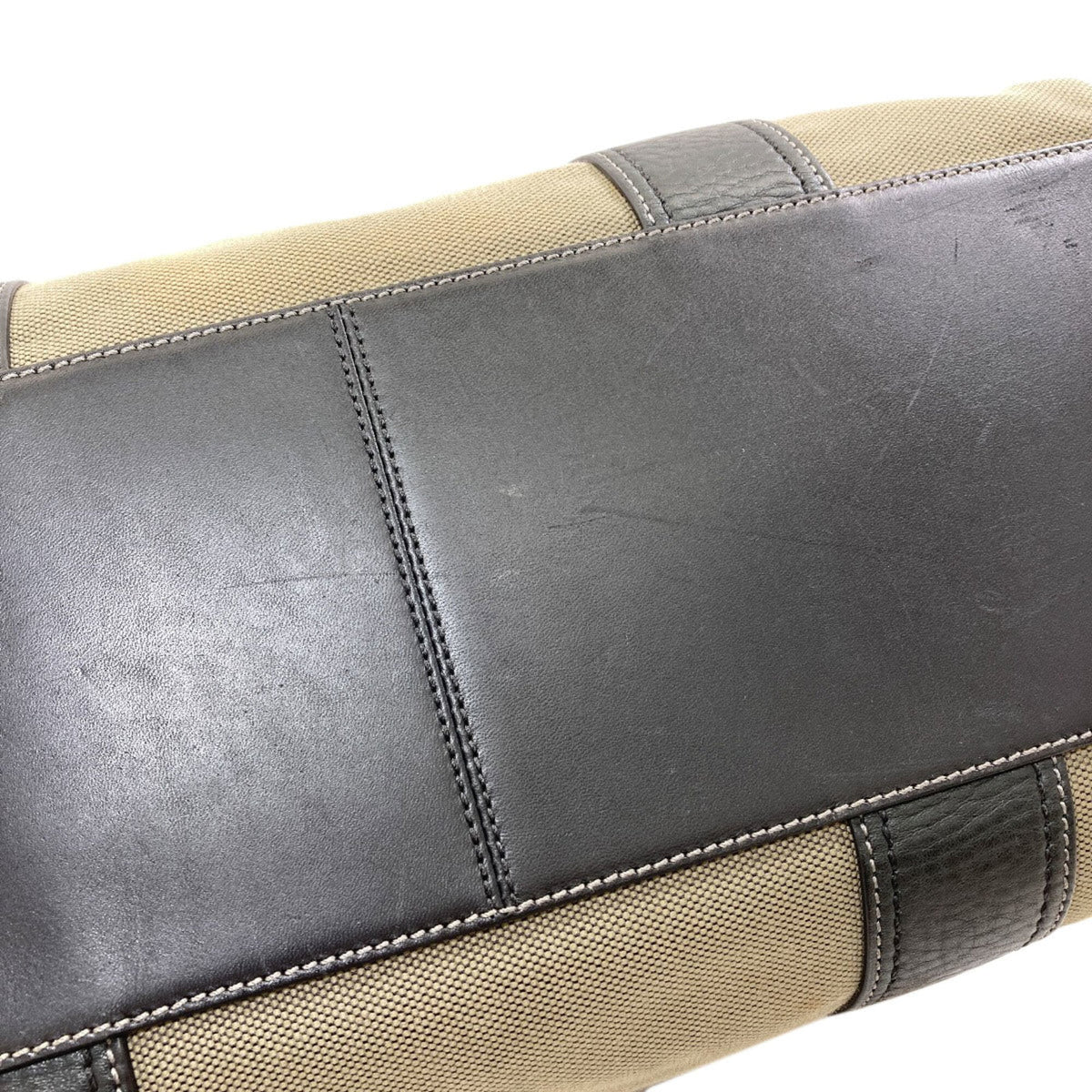 Coach Black Khaki Canvas Leather Handbag (Pre-Owned)
