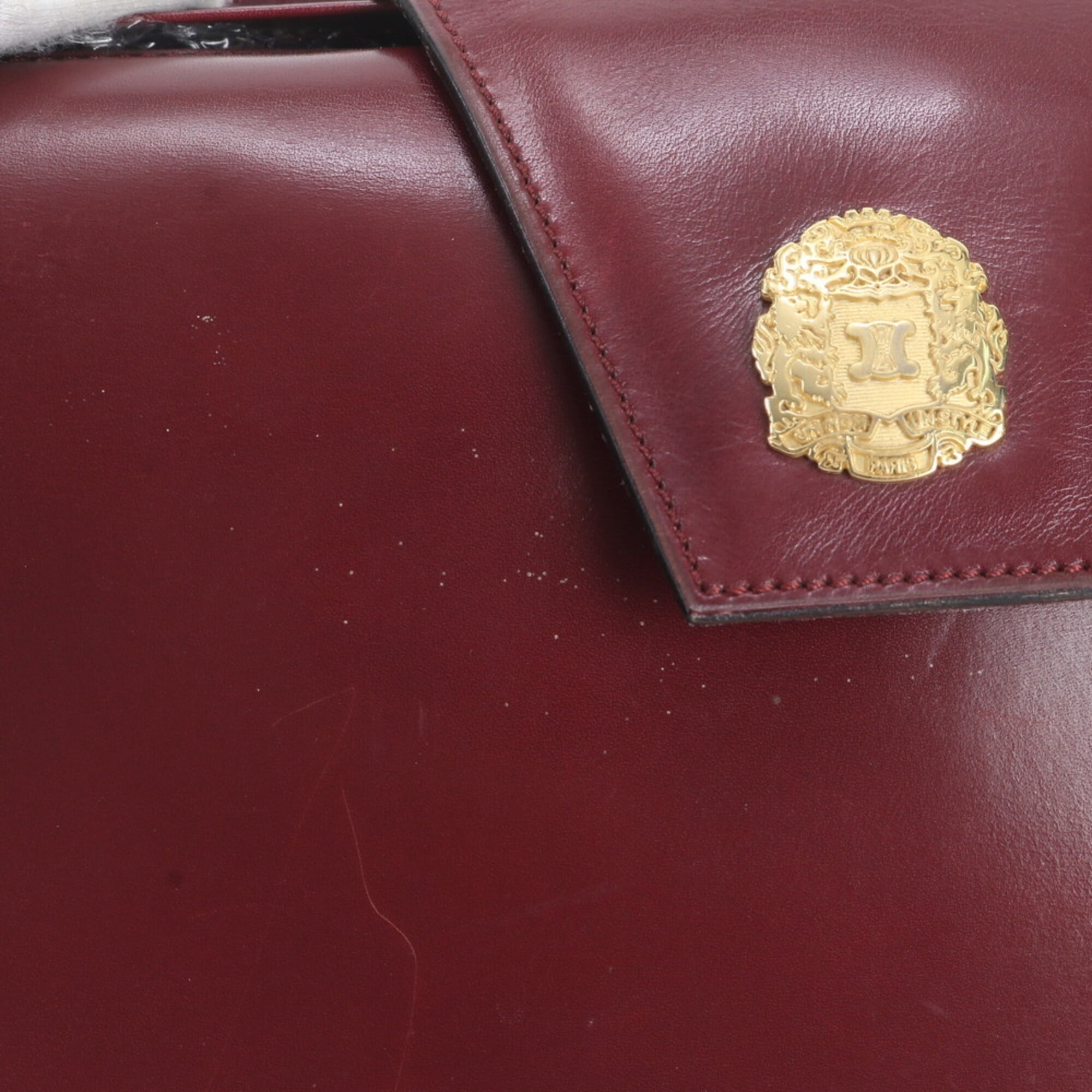Celine Red Color Wine Leather Shoulder Bag (Pre-Owned)